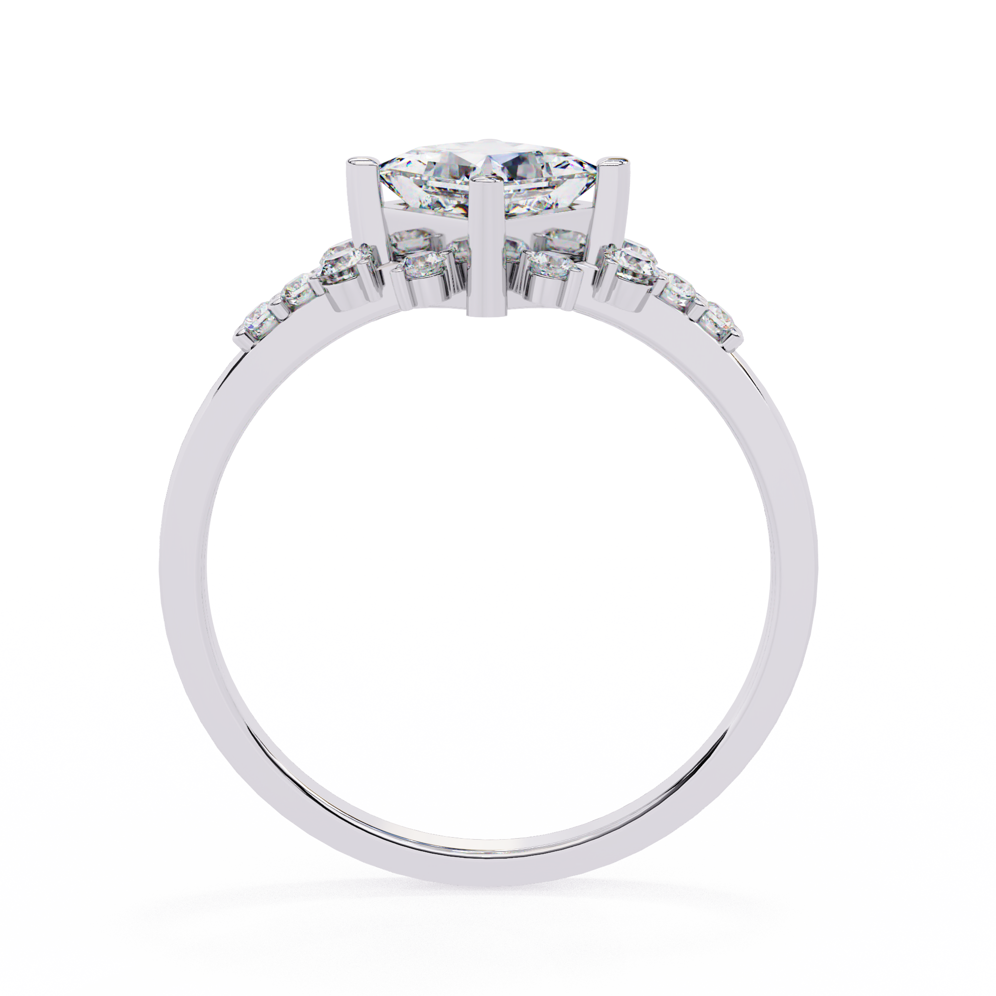 1.01 Carat Princess Cut Lab Grown Diamond Floral Engagement Ring