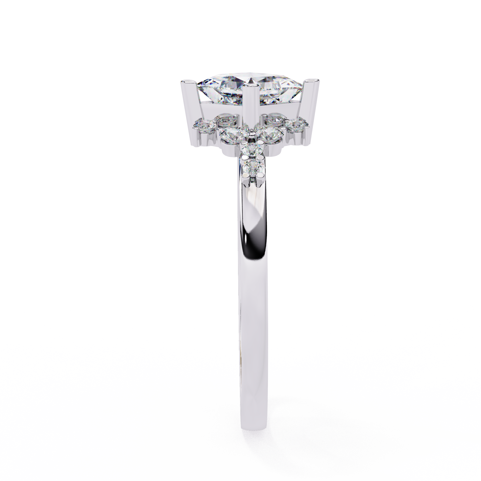 1.01 Carat Princess Cut Lab Grown Diamond Floral Engagement Ring