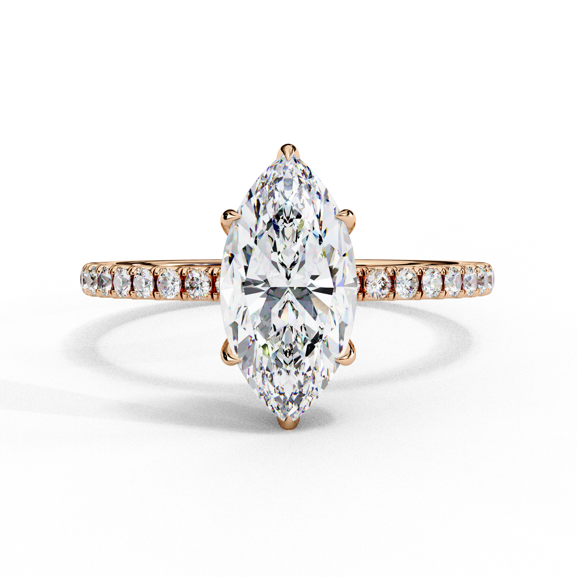 Modern 1.72 CT Marquise & Round Lab Grown Diamond Engagement Ring