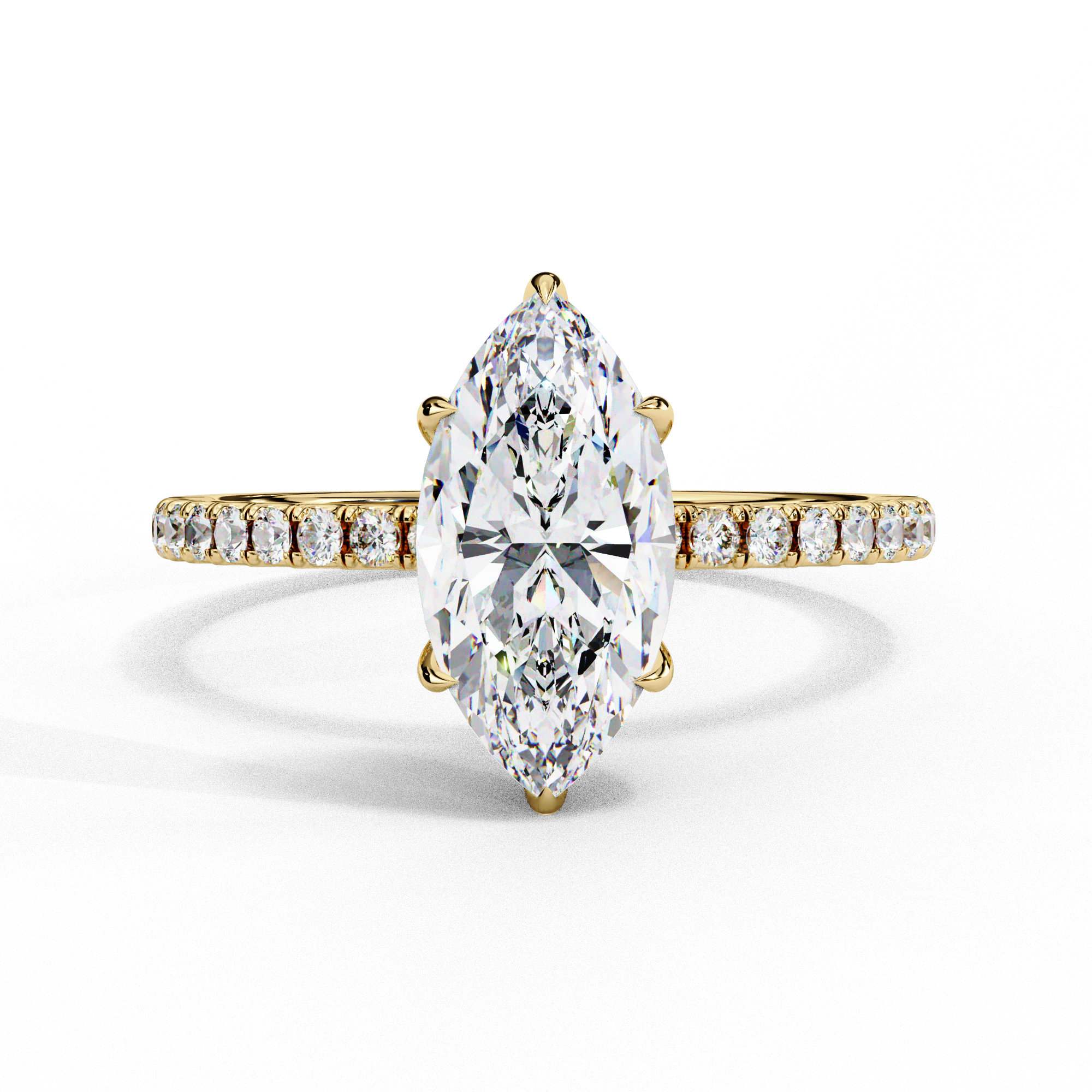 Modern 1.72 CT Marquise & Round Lab Grown Diamond Engagement Ring