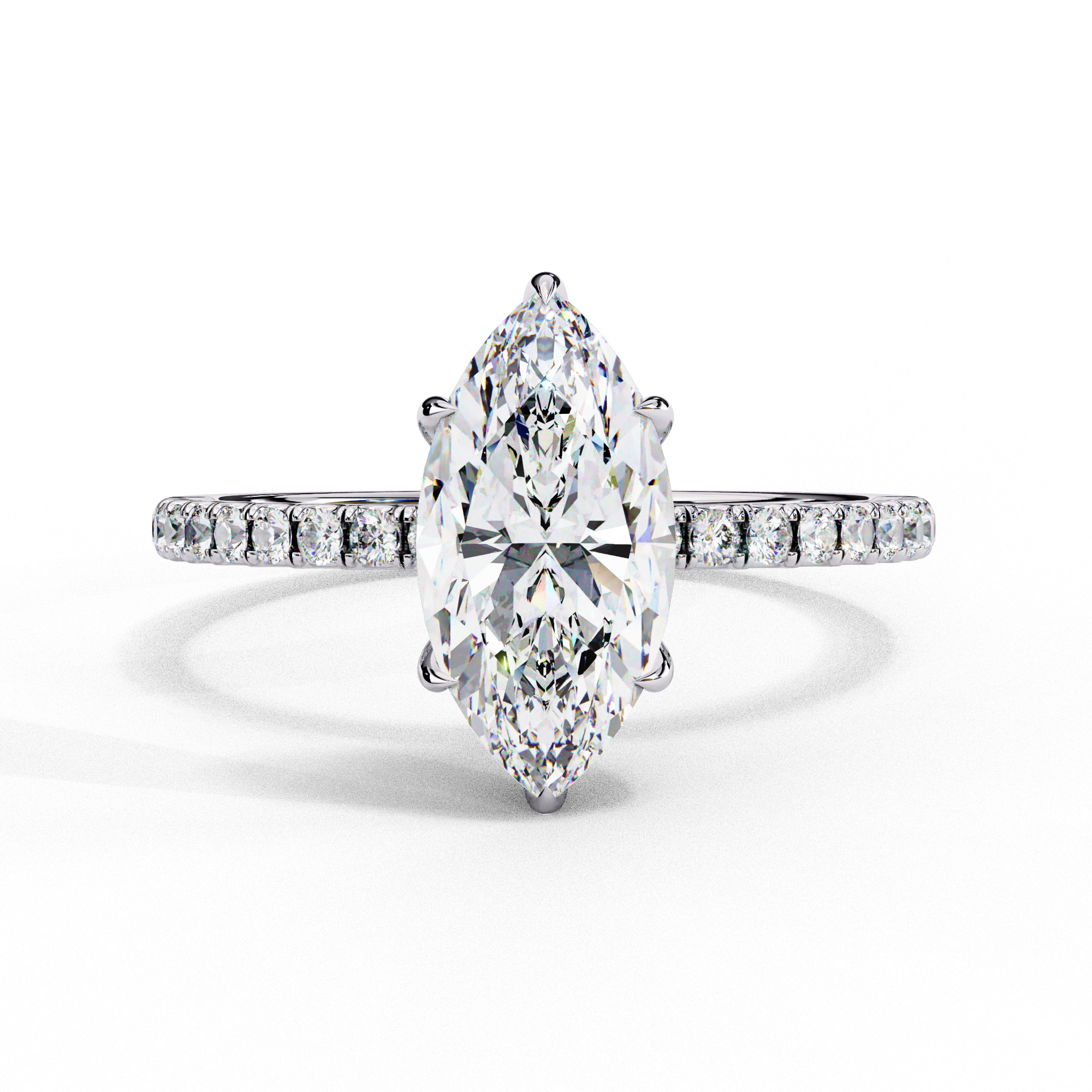 Modern 1.72 CT Marquise & Round Lab Grown Diamond Engagement Ring