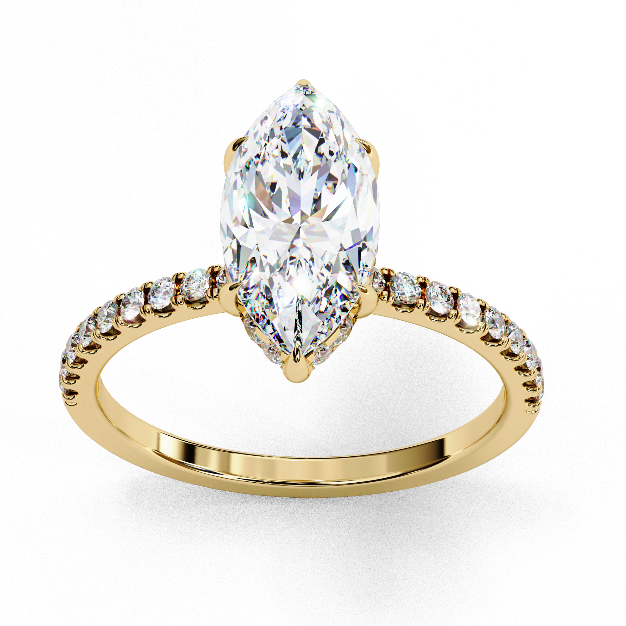 Modern 1.72 CT Marquise & Round Lab Grown Diamond Engagement Ring