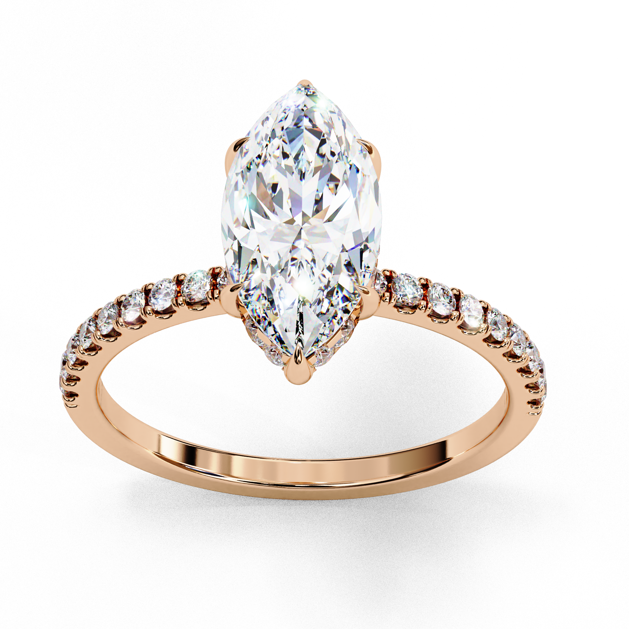 Modern 1.72 CT Marquise & Round Lab Grown Diamond Engagement Ring