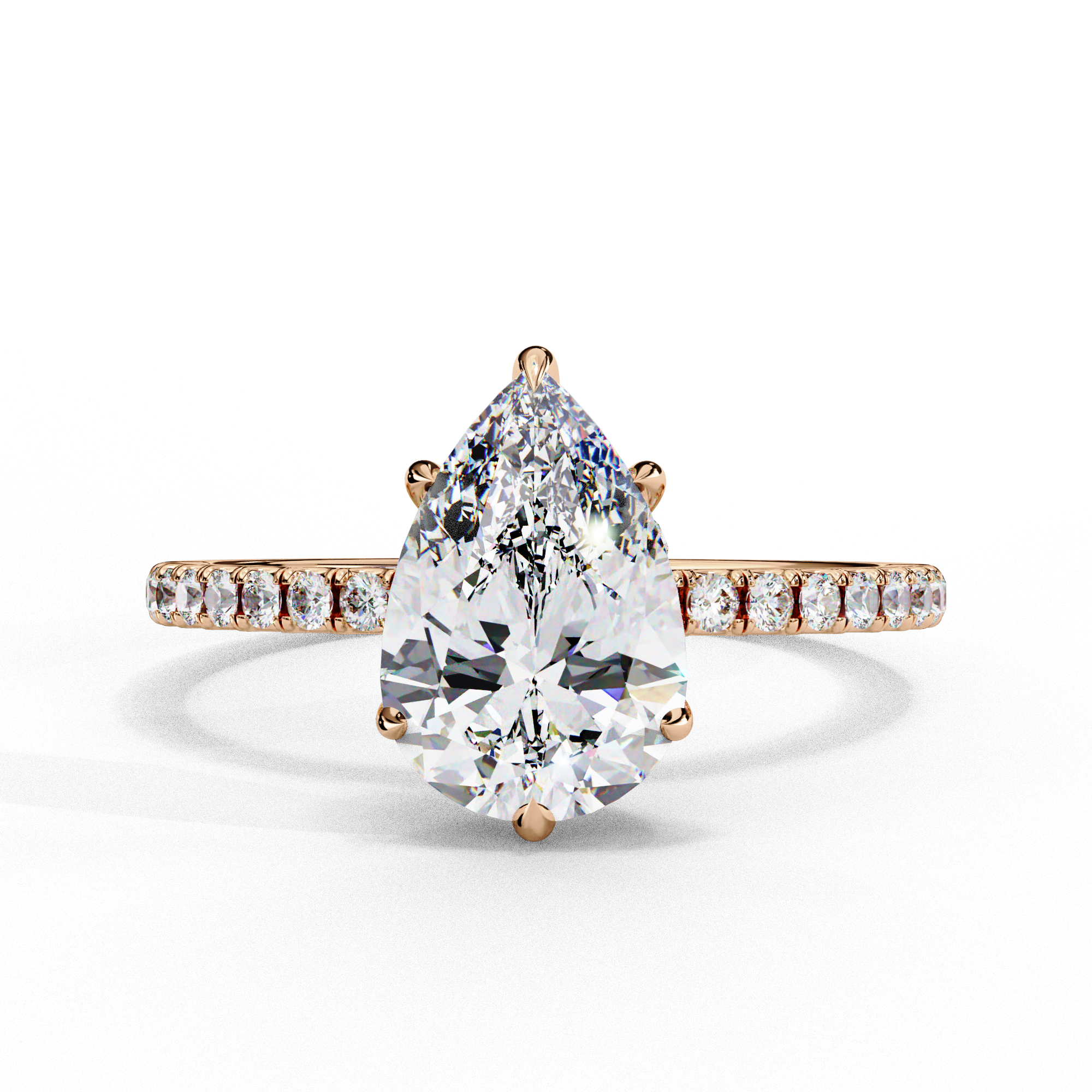 Modern 2.08 CT Pear & Round Lab Grown Diamond Engagement Ring