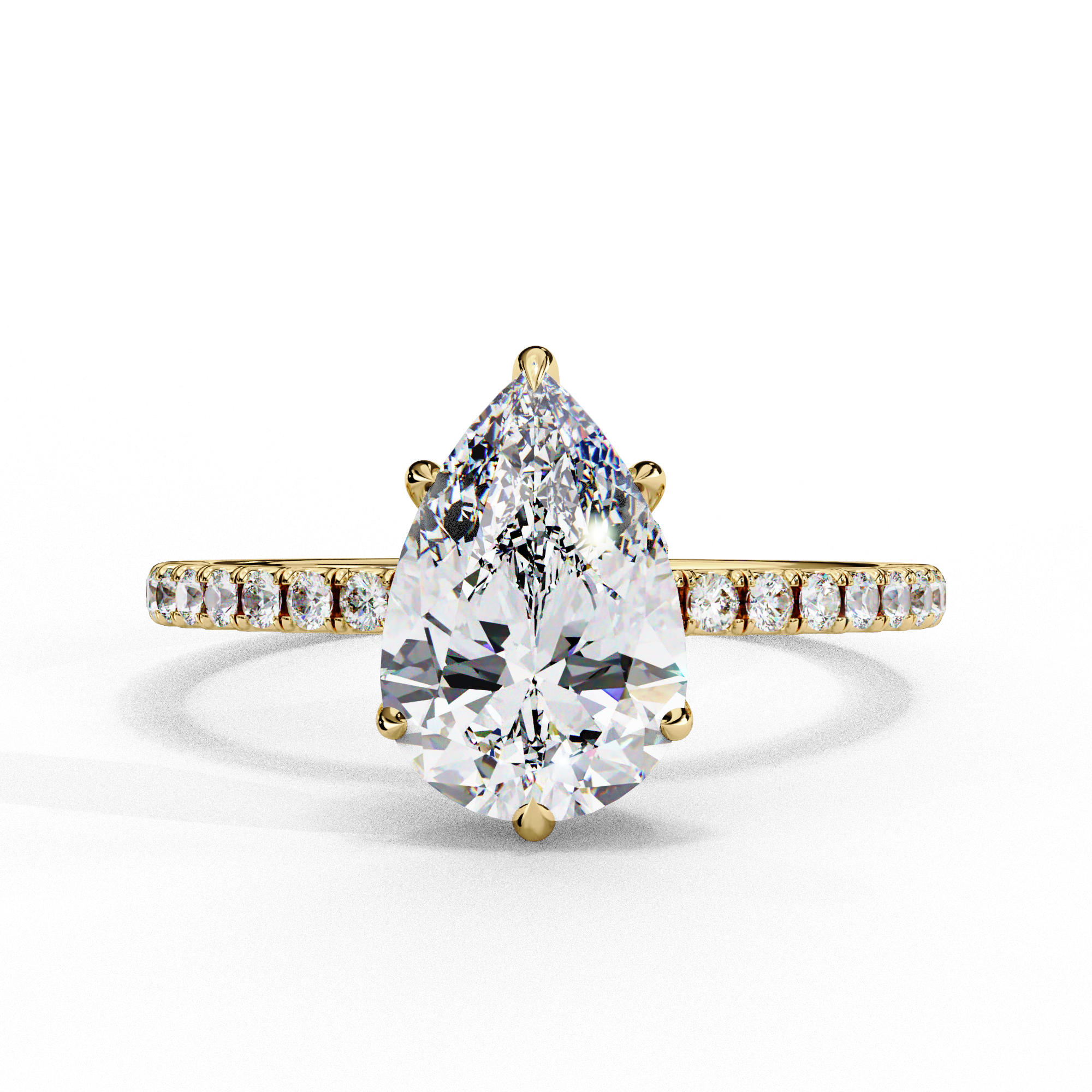 Modern 2.08 CT Pear & Round Lab Grown Diamond Engagement Ring