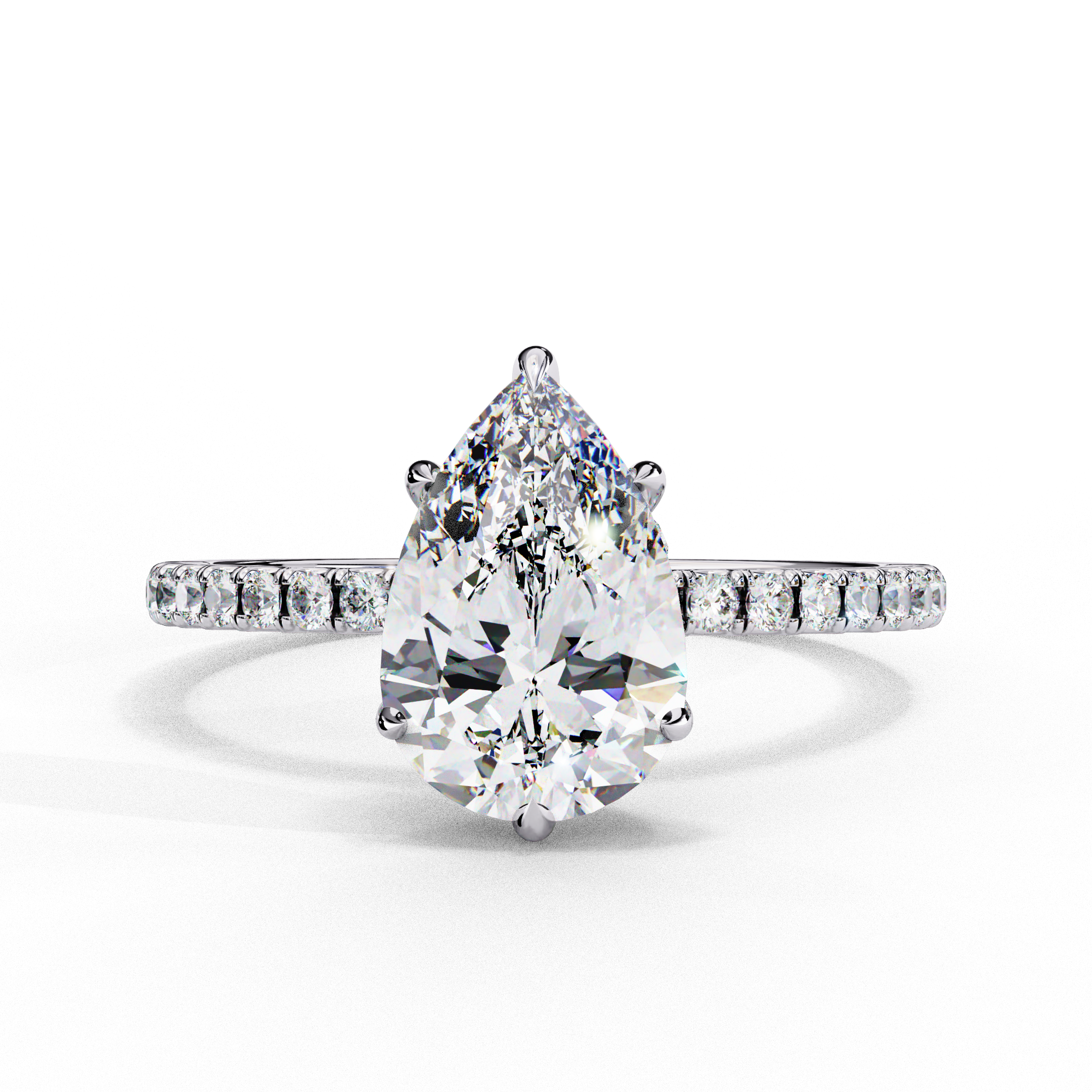 Modern 2.08 CT Pear & Round Lab Grown Diamond Engagement Ring