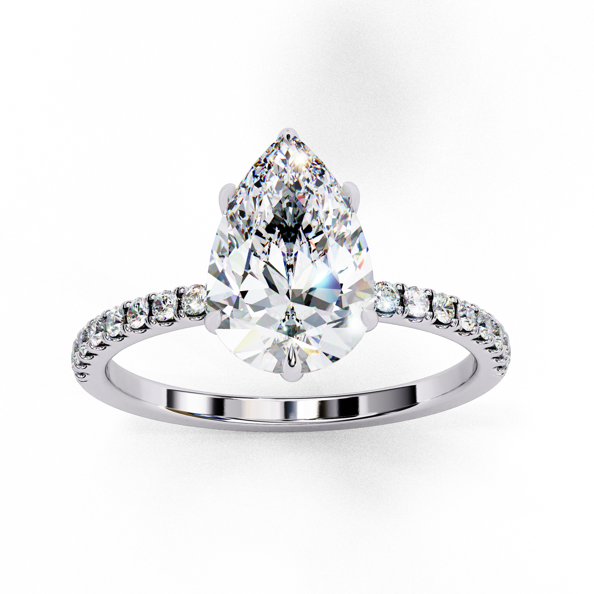 Modern 2.08 CT Pear & Round Lab Grown Diamond Engagement Ring