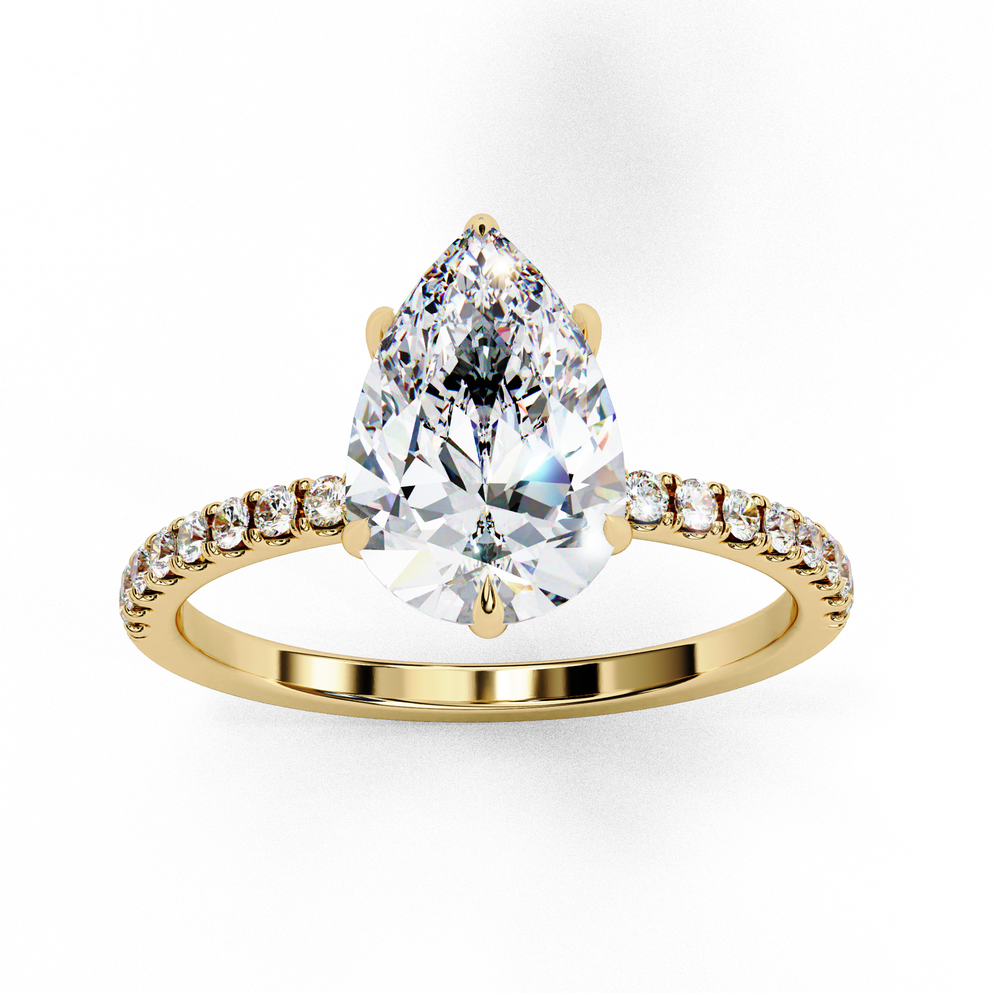 Modern 2.08 CT Pear & Round Lab Grown Diamond Engagement Ring