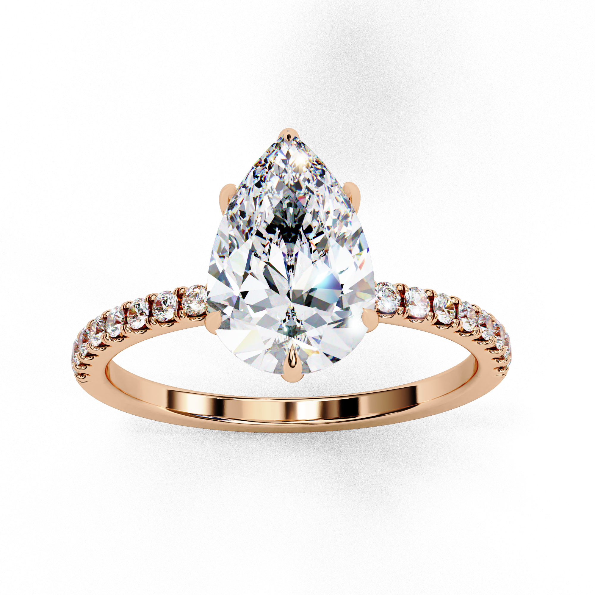 Modern 2.08 CT Pear & Round Lab Grown Diamond Engagement Ring