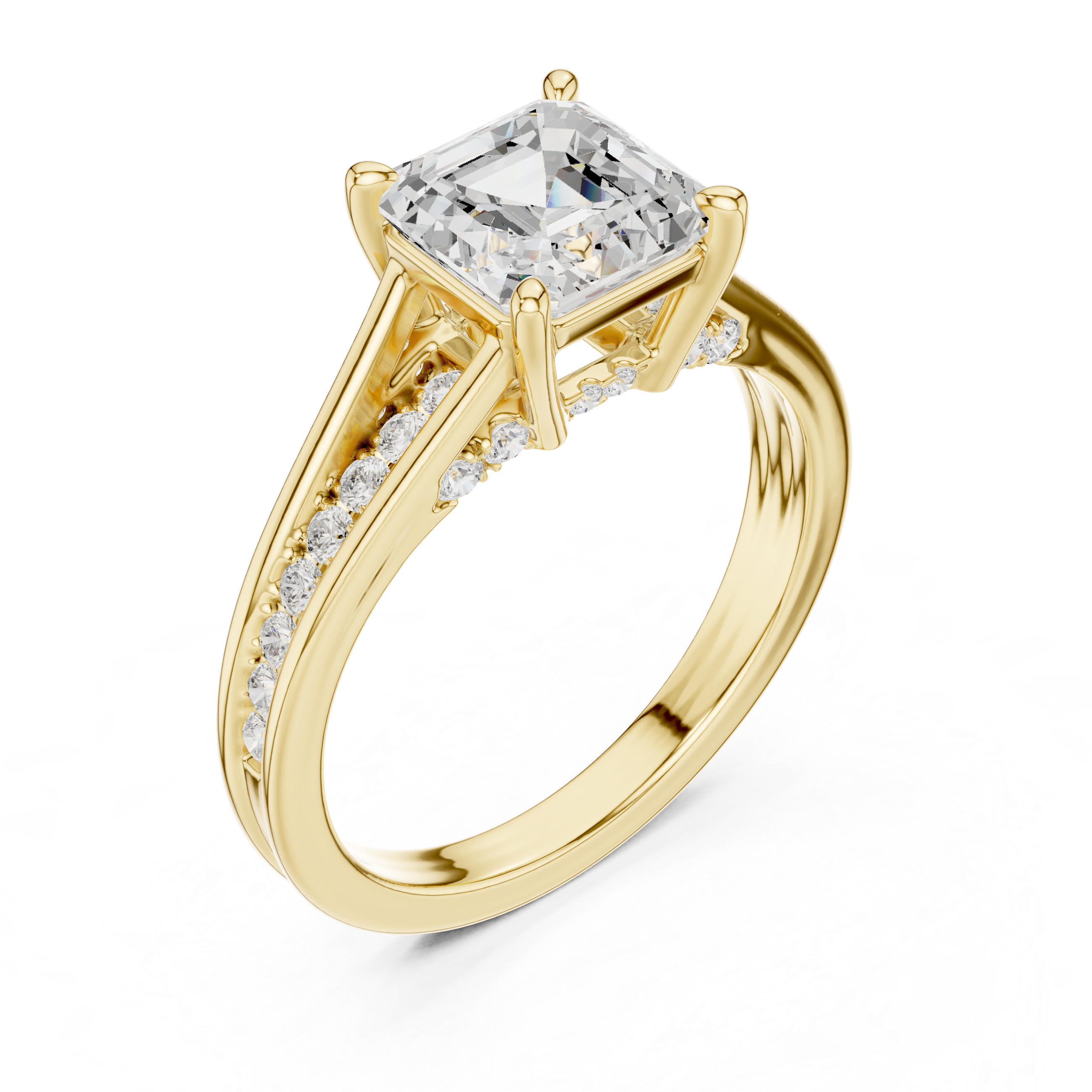 Asscher & Round 2.29 Ct Natural Diamond Ring