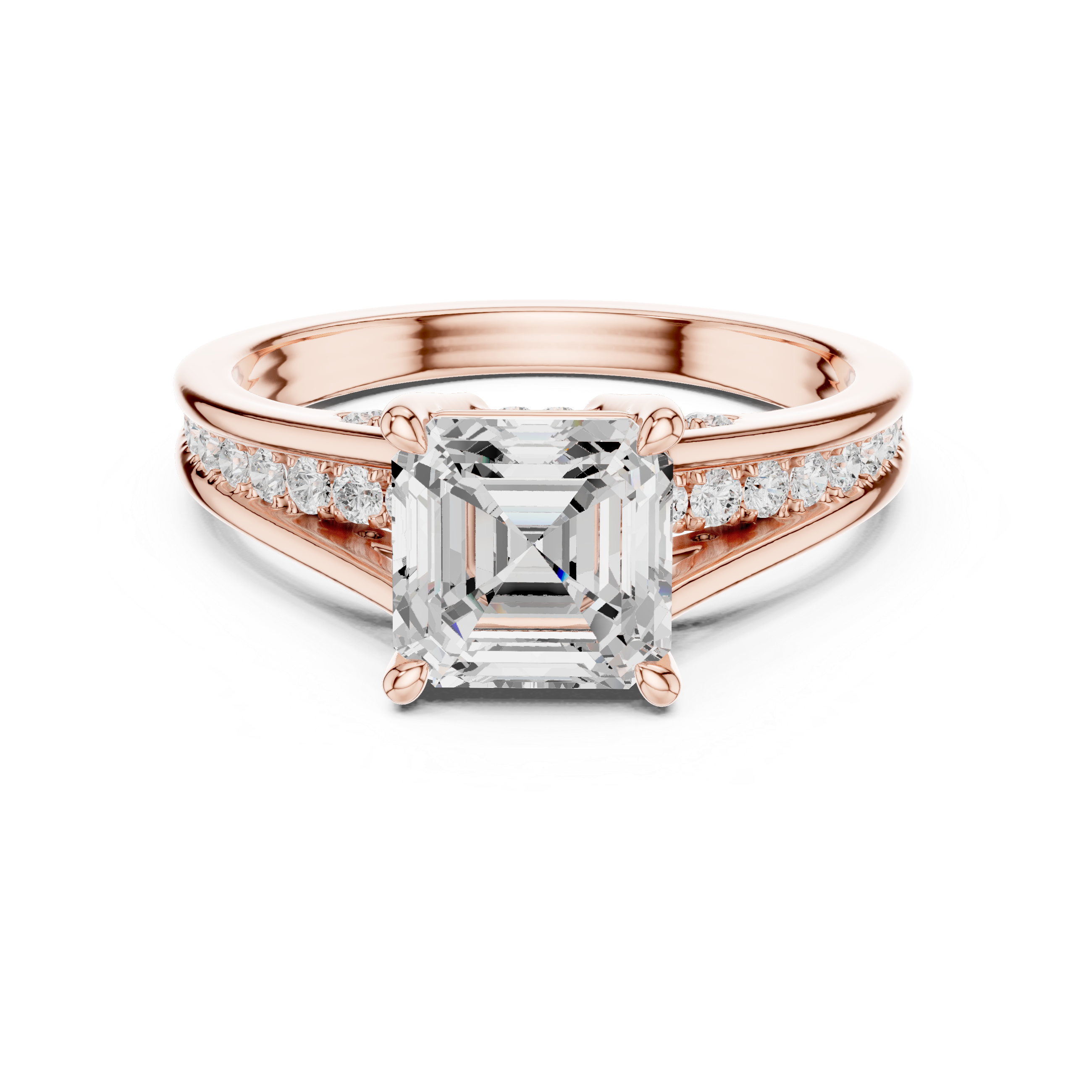 Asscher & Round 2.29 Ct Natural Diamond Ring