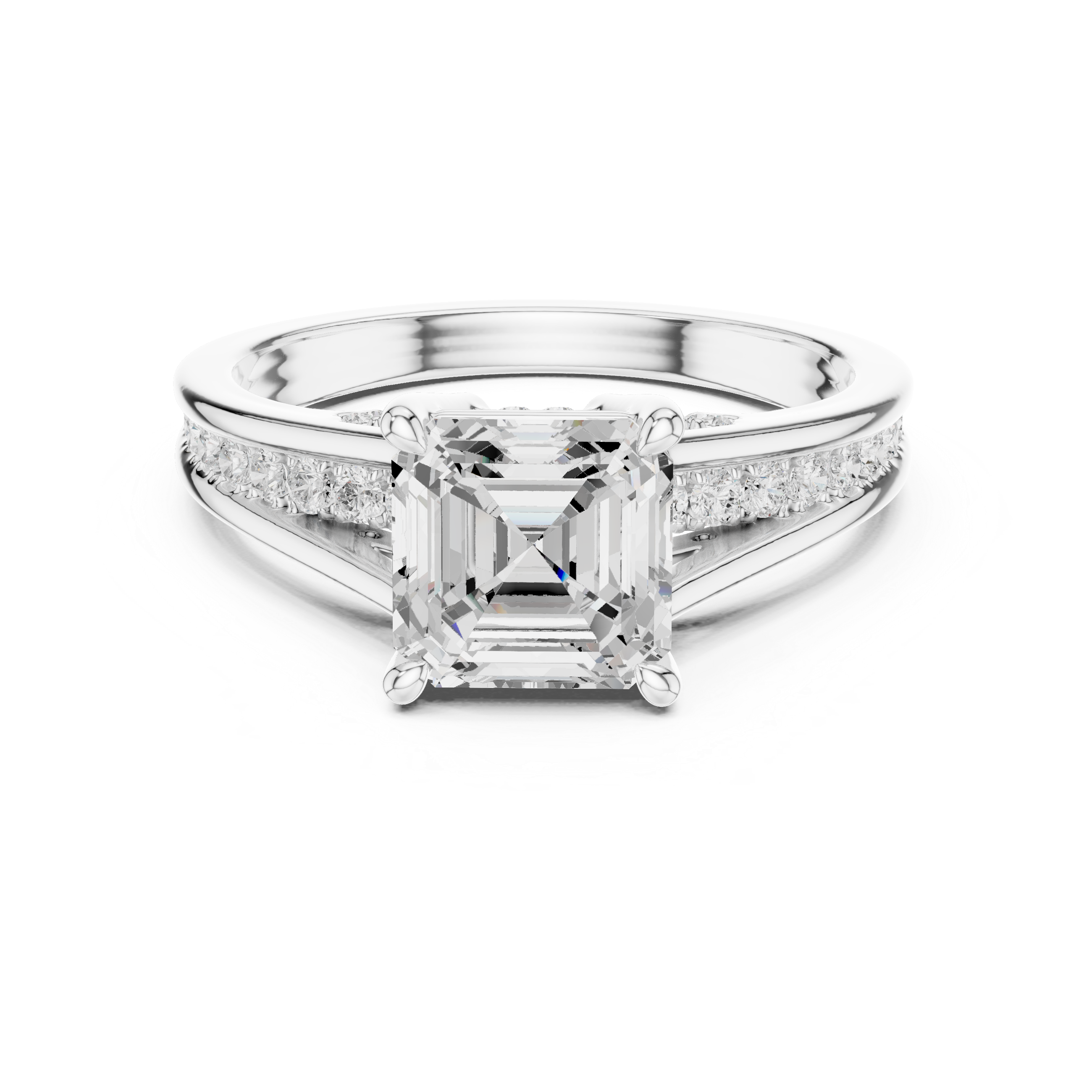 Asscher & Round 2.29 Ct Natural Diamond Ring