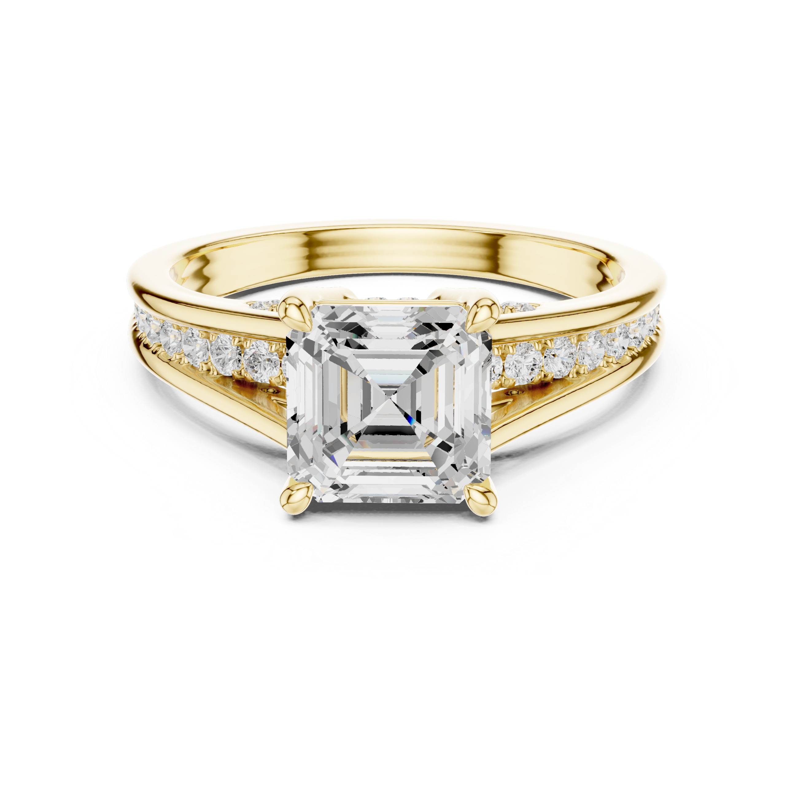 Asscher & Round 2.29ct Natural Diamond Engagement Ring – H Color, VS2 Clarity