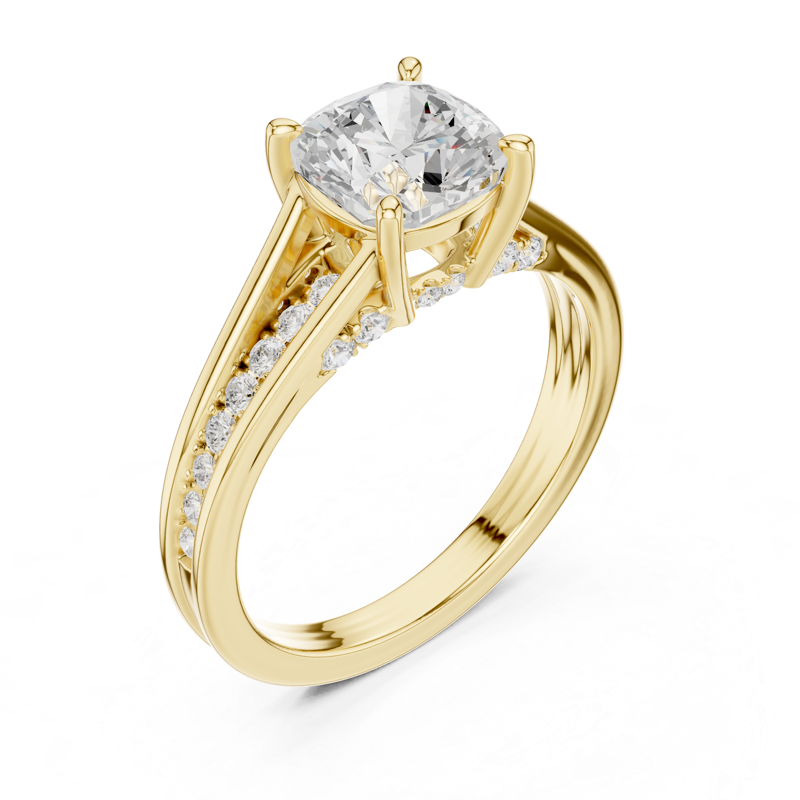 2.29 Ct Cushion & Round Natural Diamond Ring