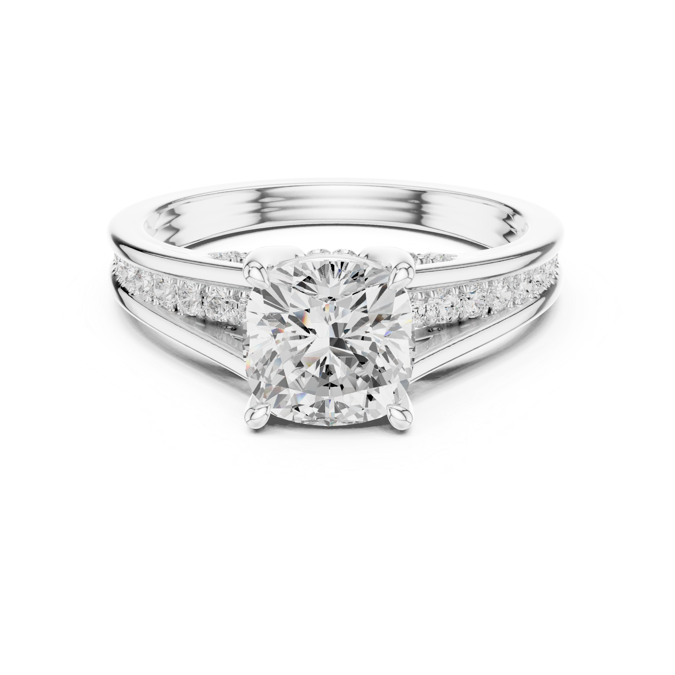2.29 Ct Cushion & Round Natural Diamond Ring