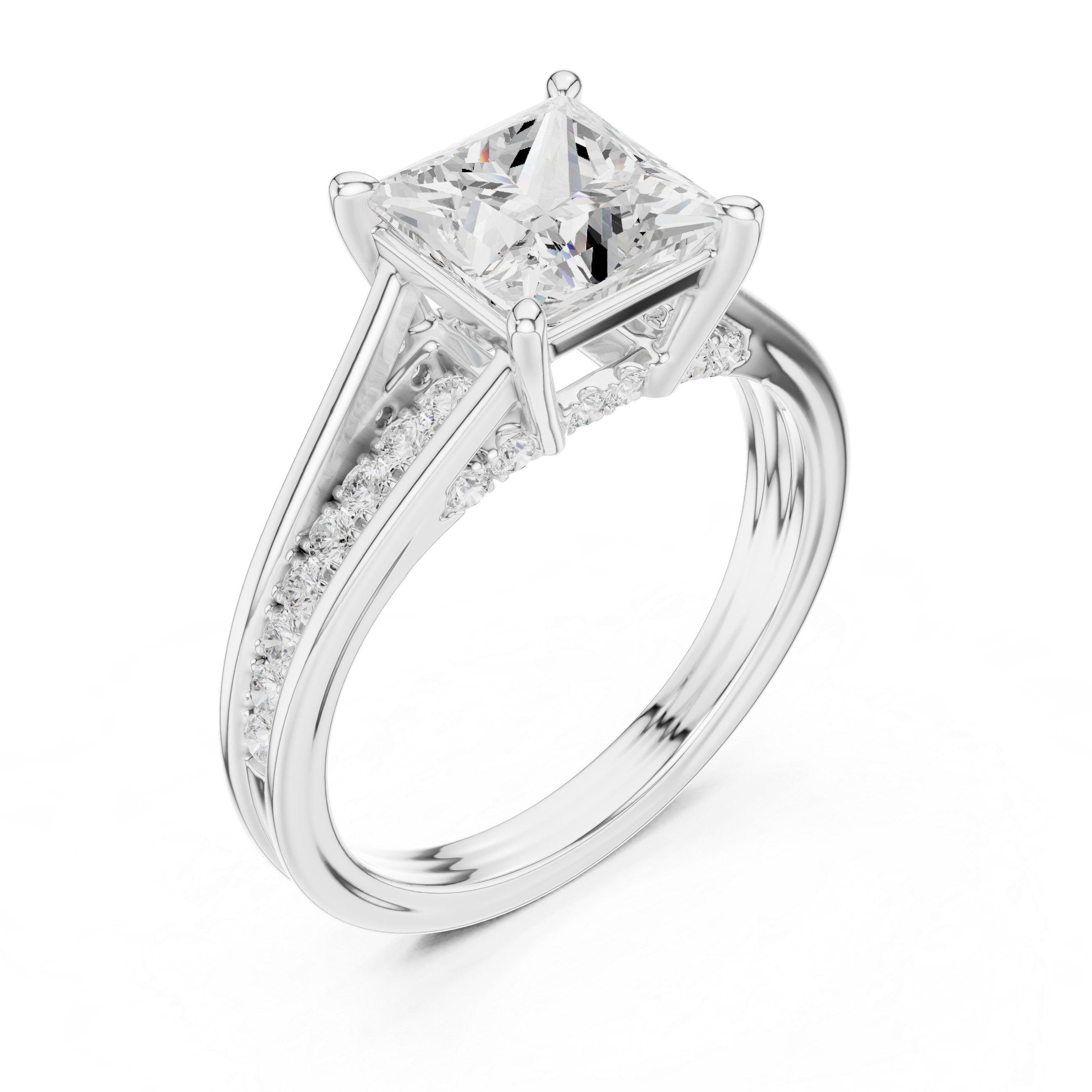 2.3 Carat Natural Princess Cut Diamond Engagement Ring – J Color, VS1 Clarity