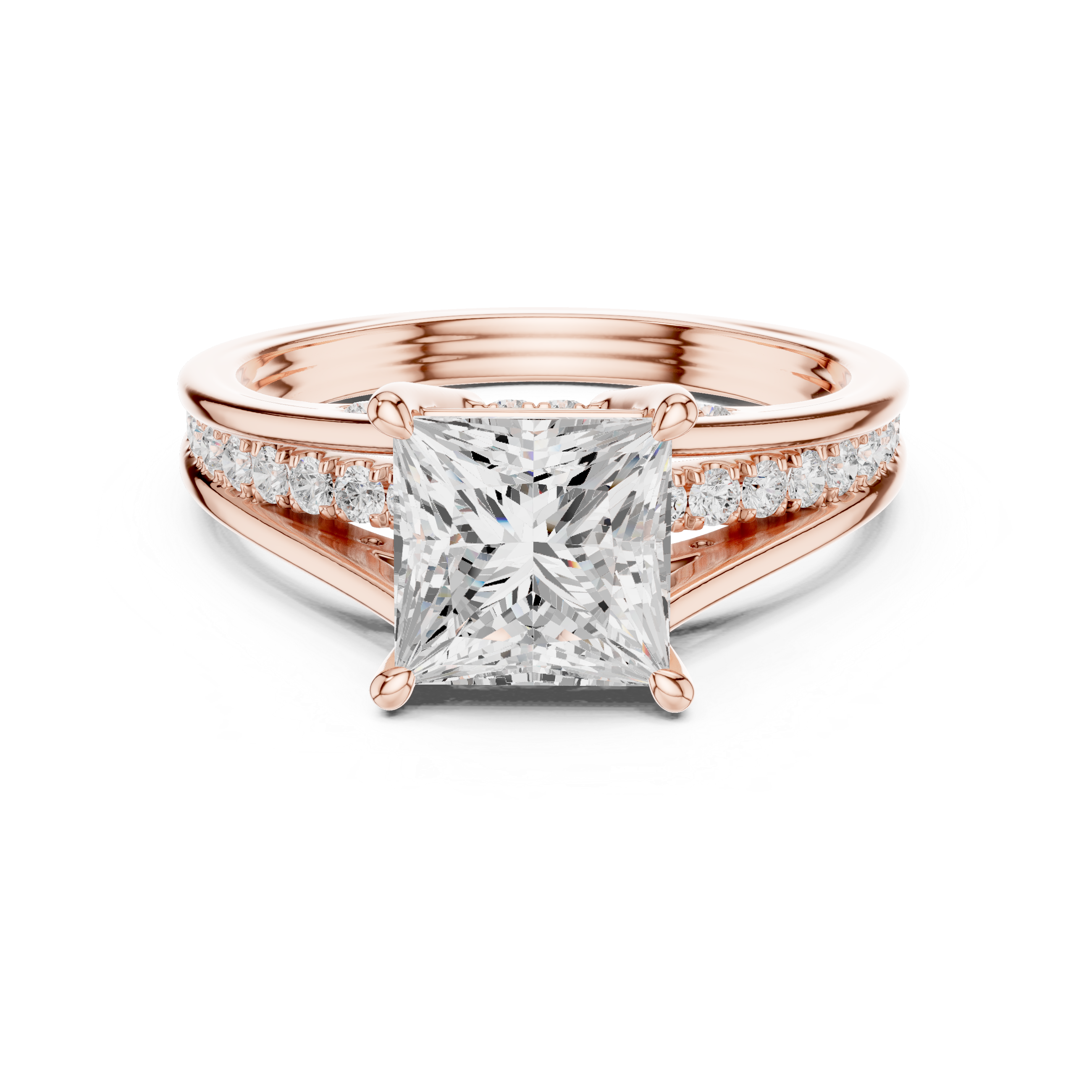 2.3 Carat Natural Princess Cut Diamond Engagement Ring – J Color, VS1 Clarity