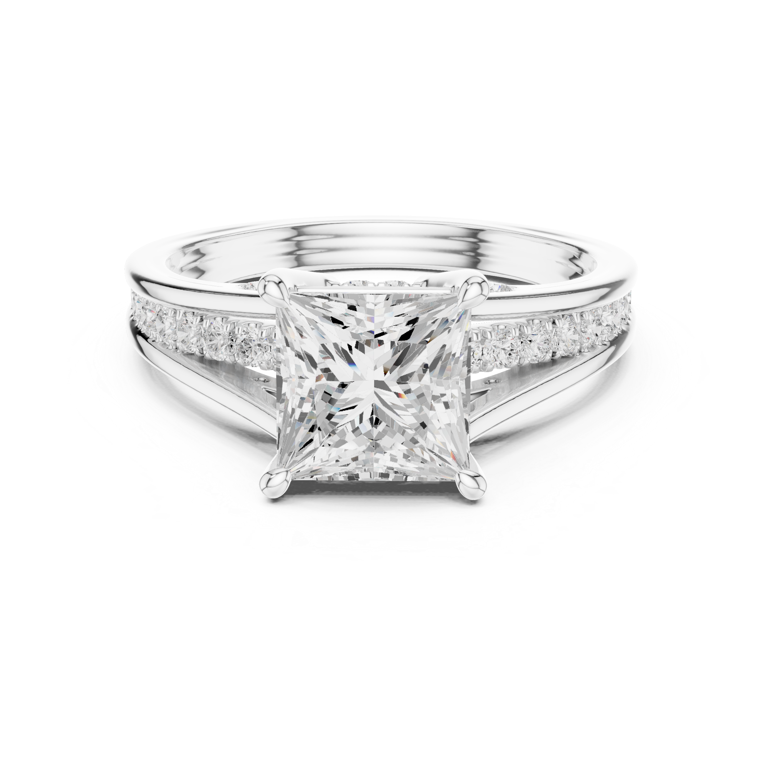2.3 Carat Natural Princess Cut Diamond Engagement Ring – J Color, VS1 Clarity