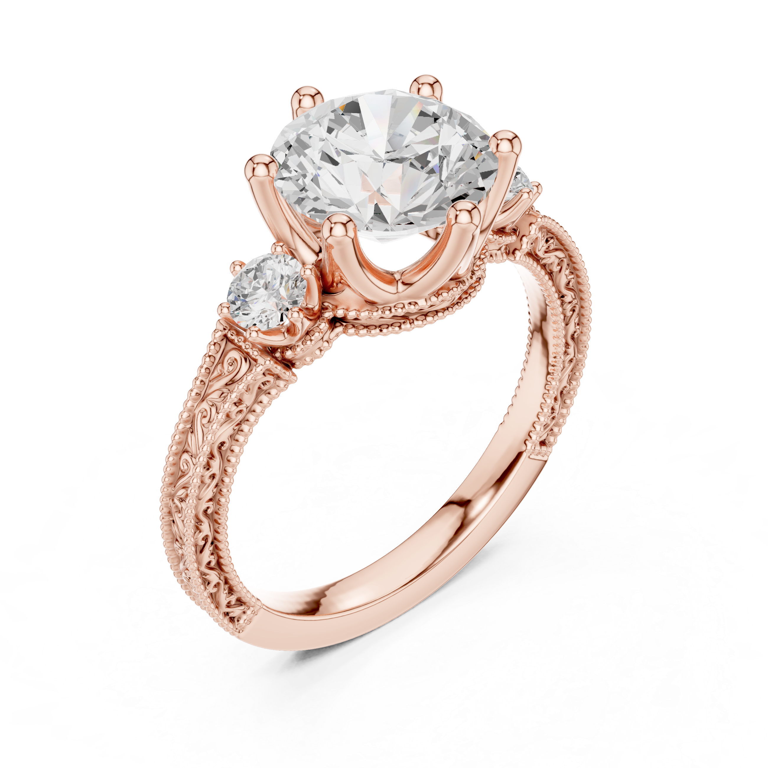 Elegant 2.80ct I/VS2 Natural Diamond Ring – Round Three-Stone Design