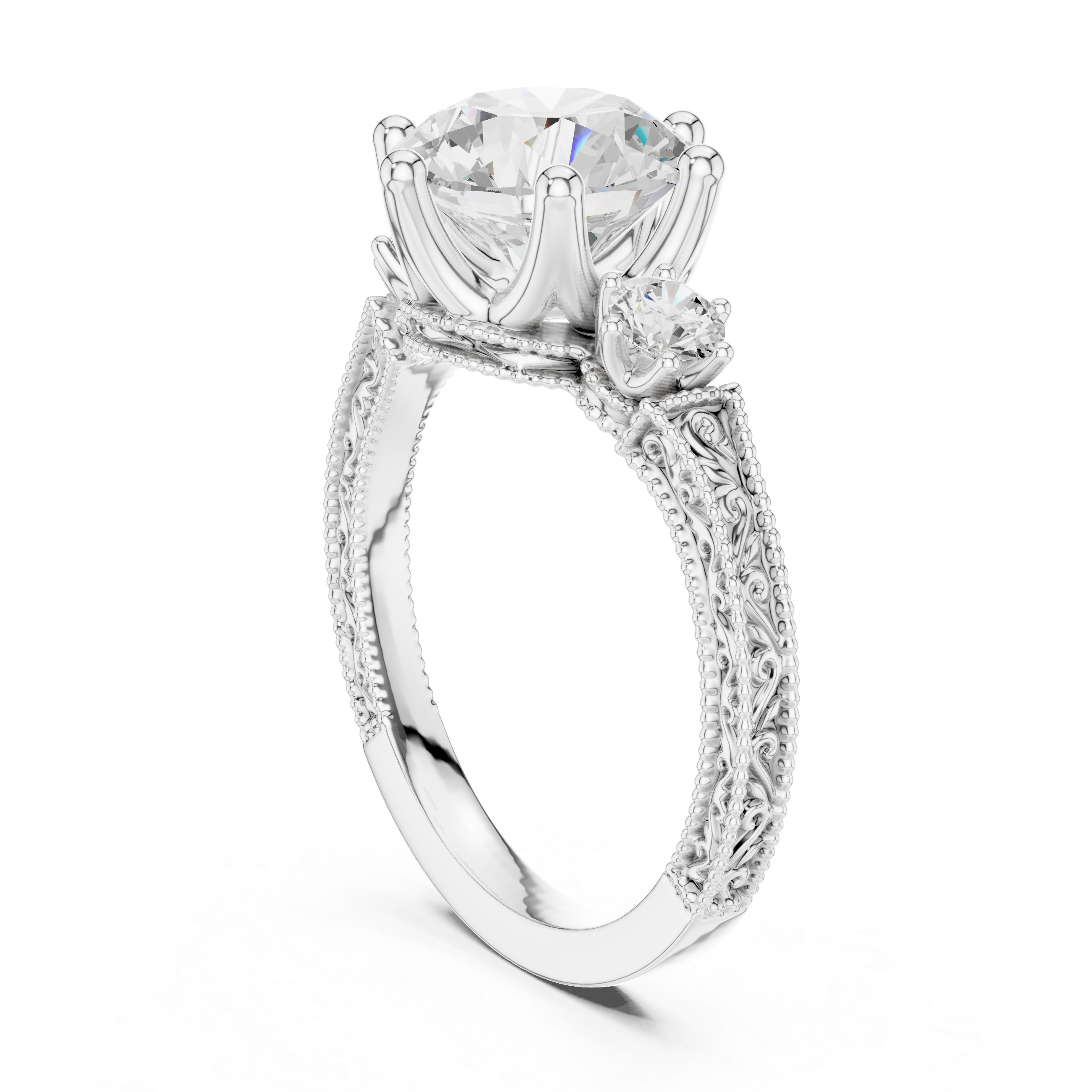 Elegant 2.80ct I/VS2 Natural Diamond Ring – Round Three-Stone Design