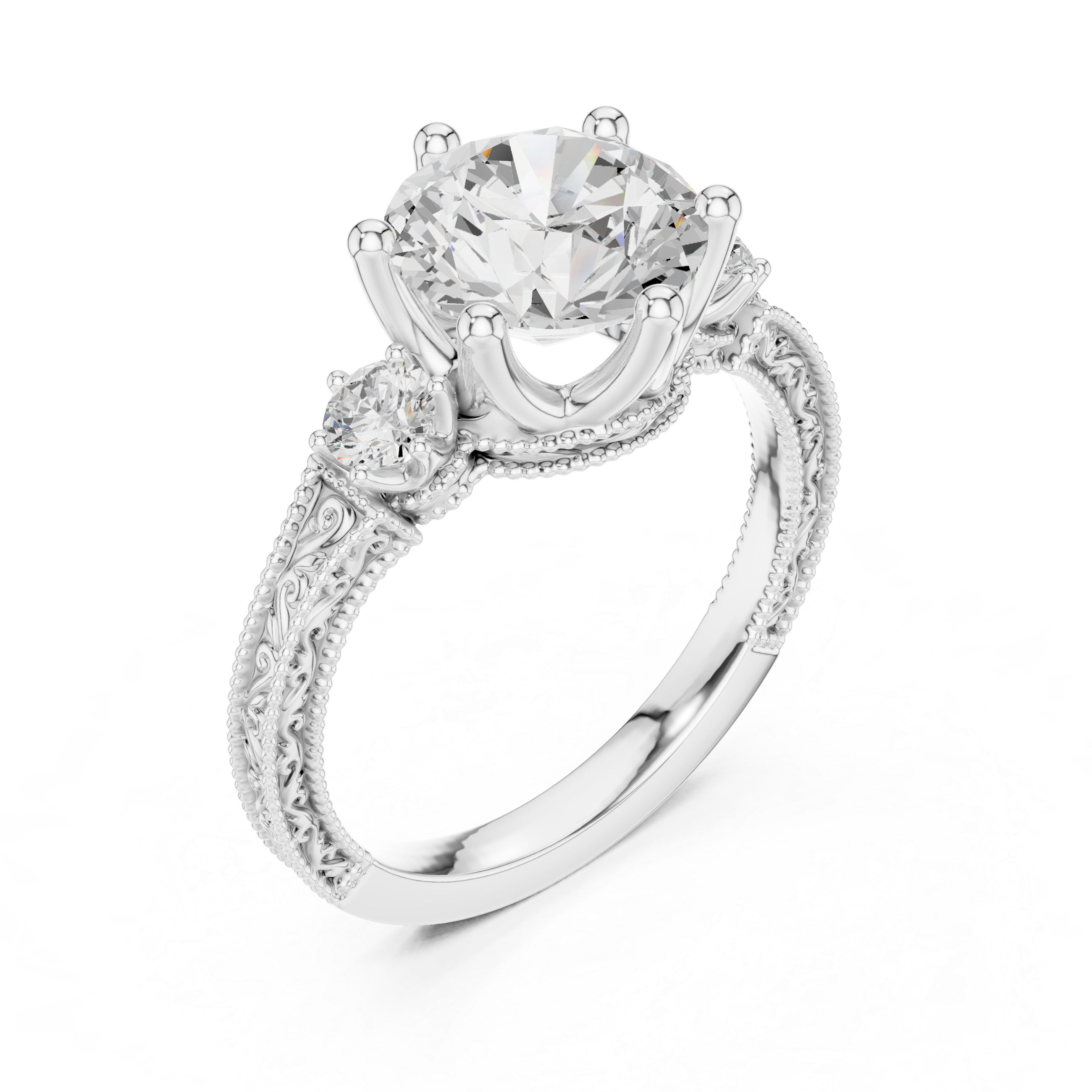 Elegant 2.80ct I/VS2 Natural Diamond Ring – Round Three-Stone Design