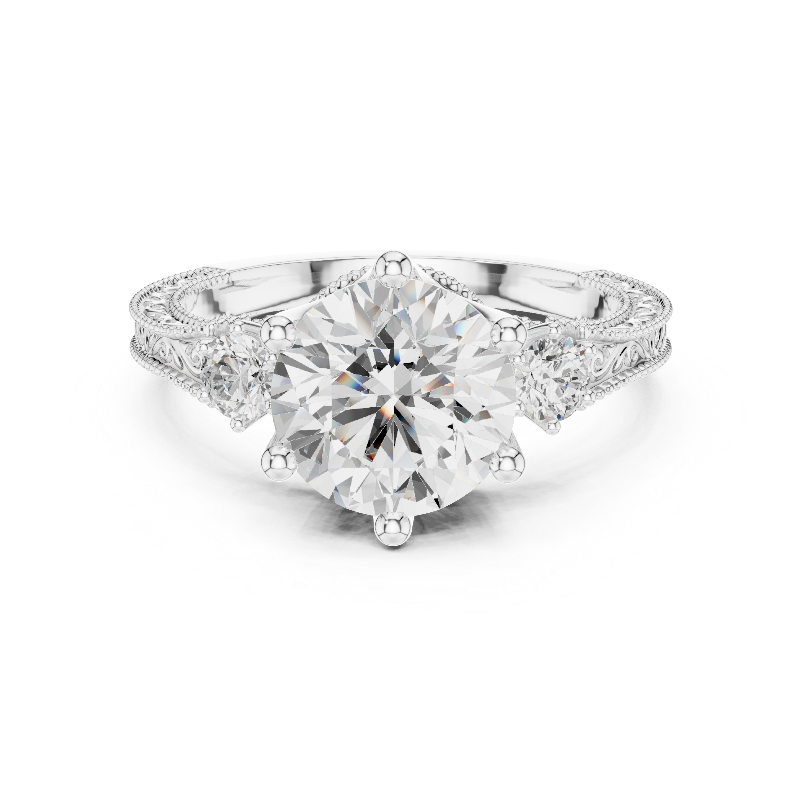 Elegant 2.80ct I/VS2 Natural Diamond Ring – Round Three-Stone Design