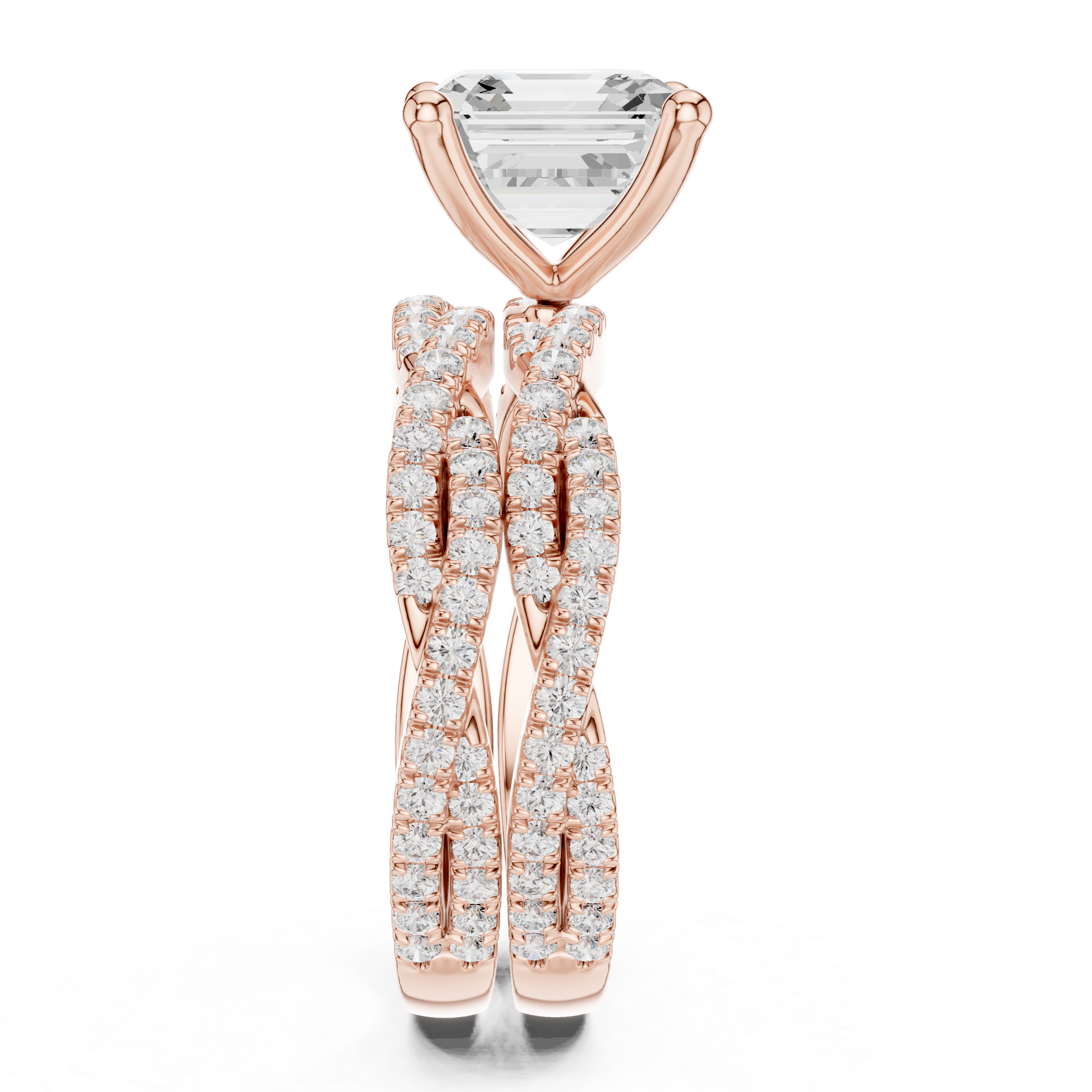 3.23 Carat Natural Diamond Engagement Ring – Asscher & Round Cut, I Color VS2 Clarity