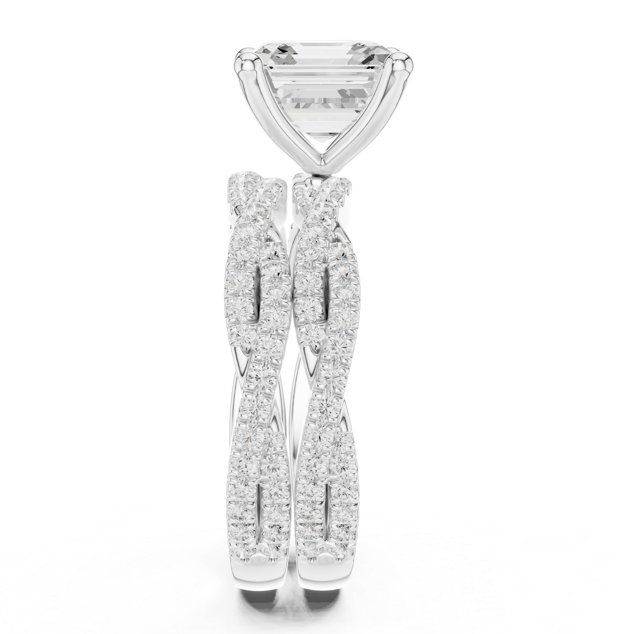 3.23 Carat Natural Diamond Engagement Ring – Asscher & Round Cut, I Color VS2 Clarity