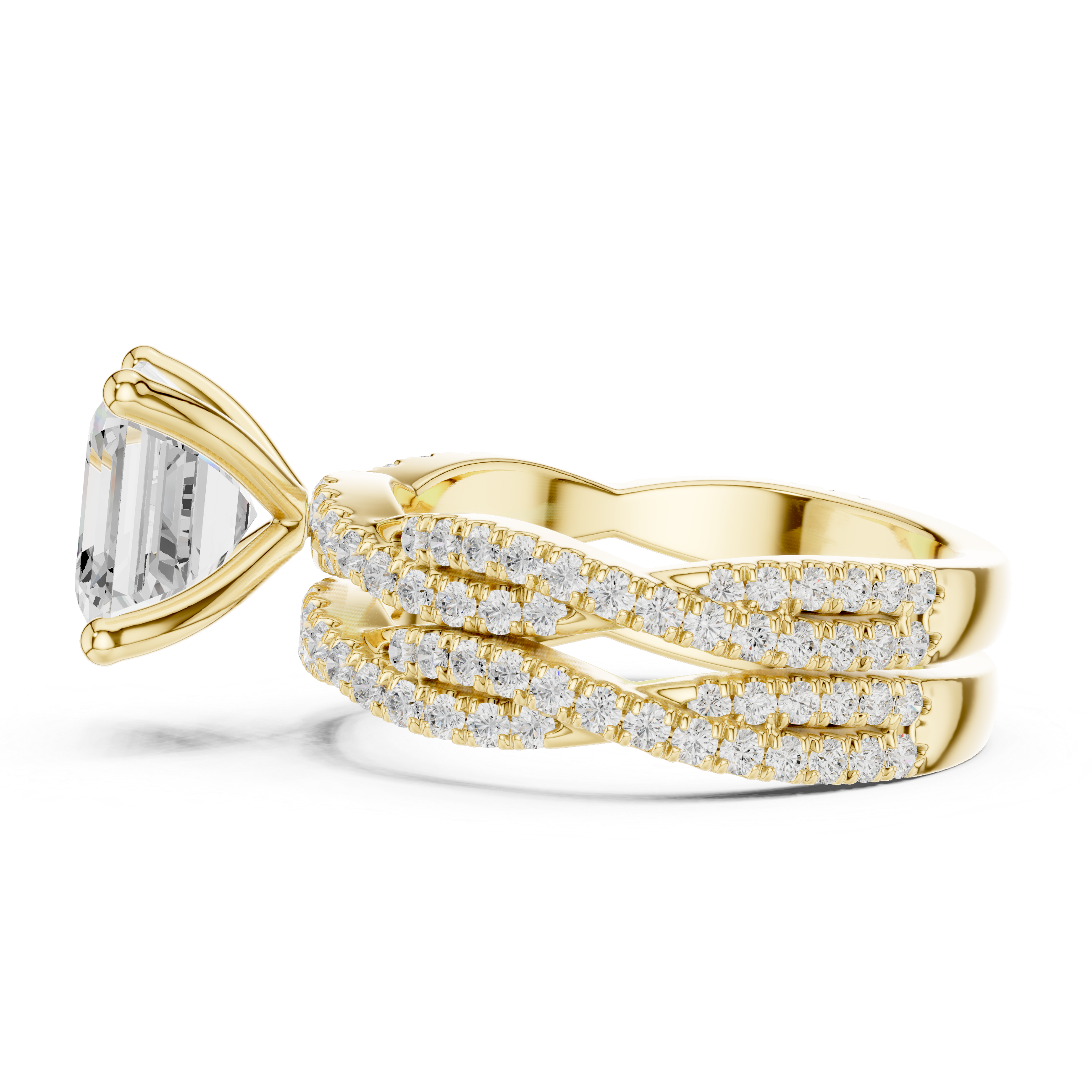 3.23 Carat Natural Diamond Engagement Ring – Asscher & Round Cut, I Color VS2 Clarity