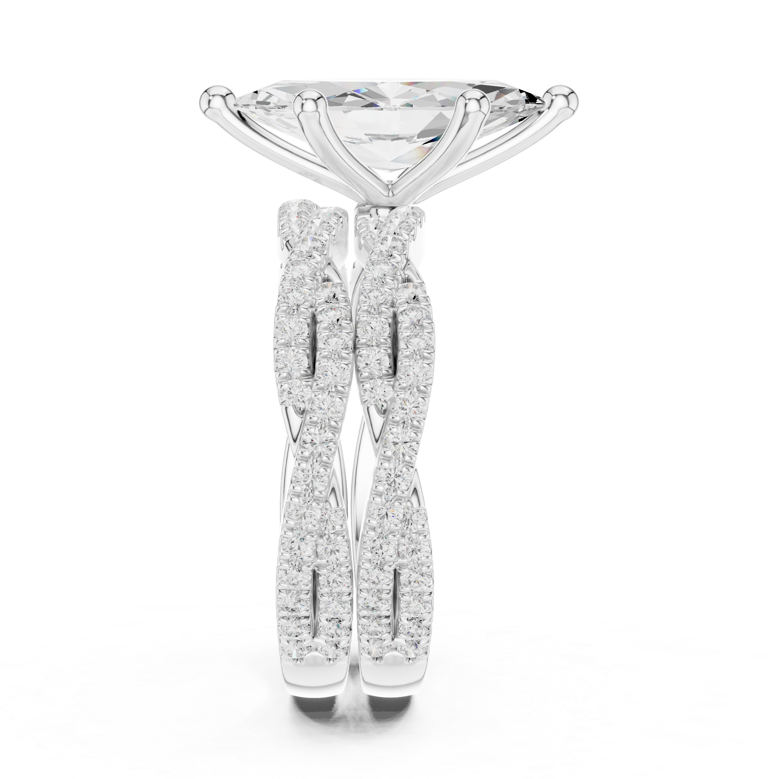 3.23 Carat Marquise & Round Cut Natural Diamond Engagement Ring – H Color VS1 Clarity