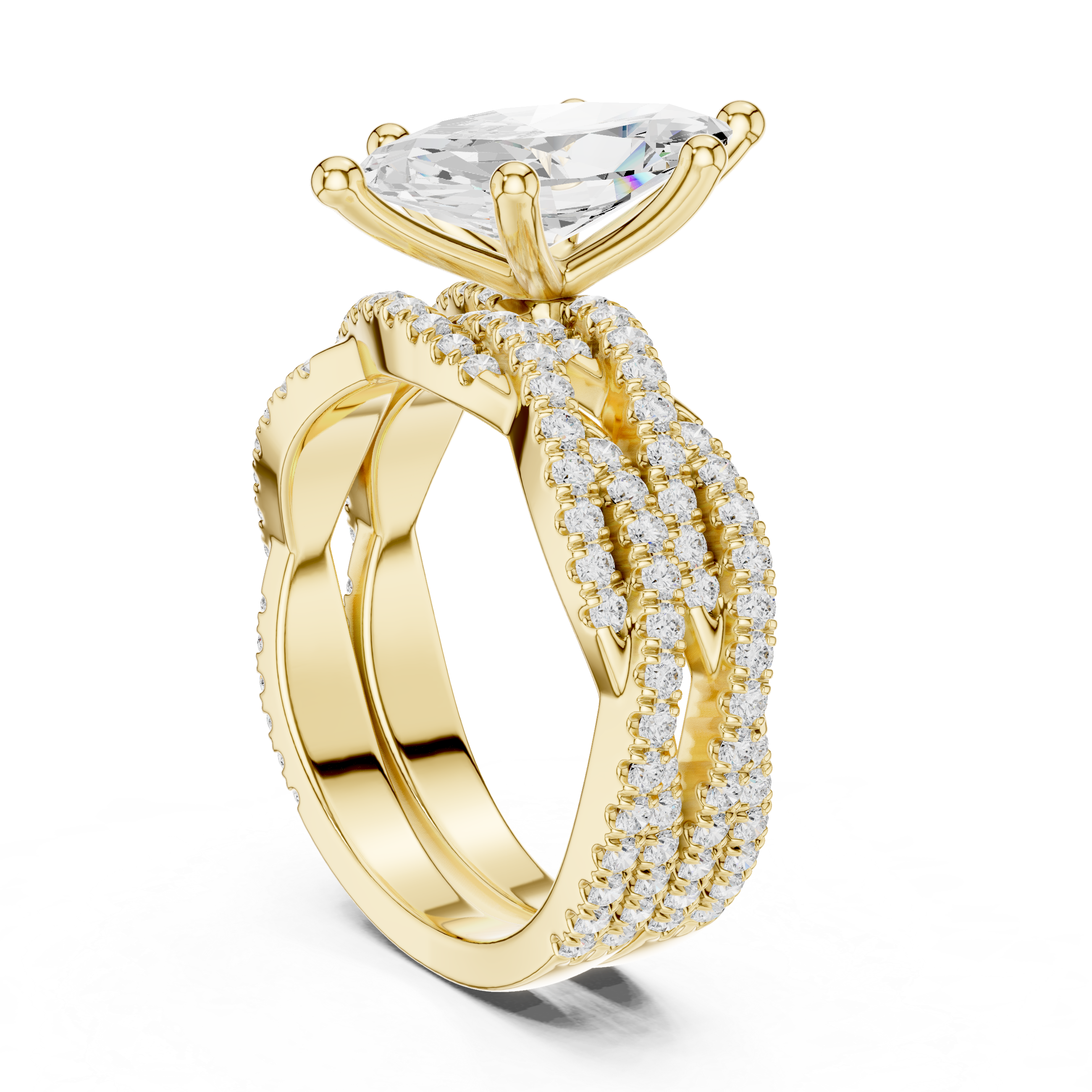 3.23 Carat Marquise & Round Cut Natural Diamond Engagement Ring – H Color VS1 Clarity