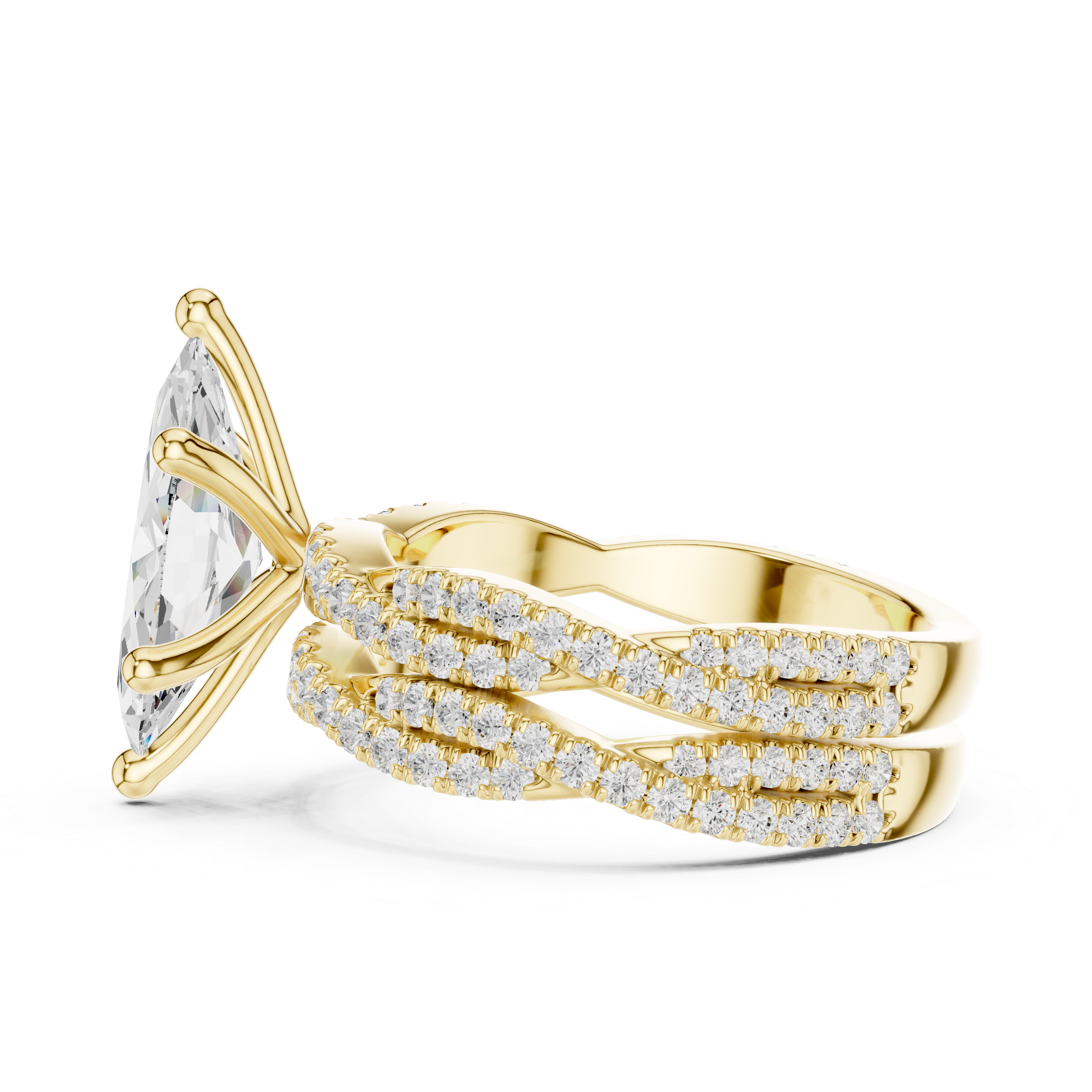 3.23 Carat Marquise & Round Cut Natural Diamond Engagement Ring – H Color VS1 Clarity