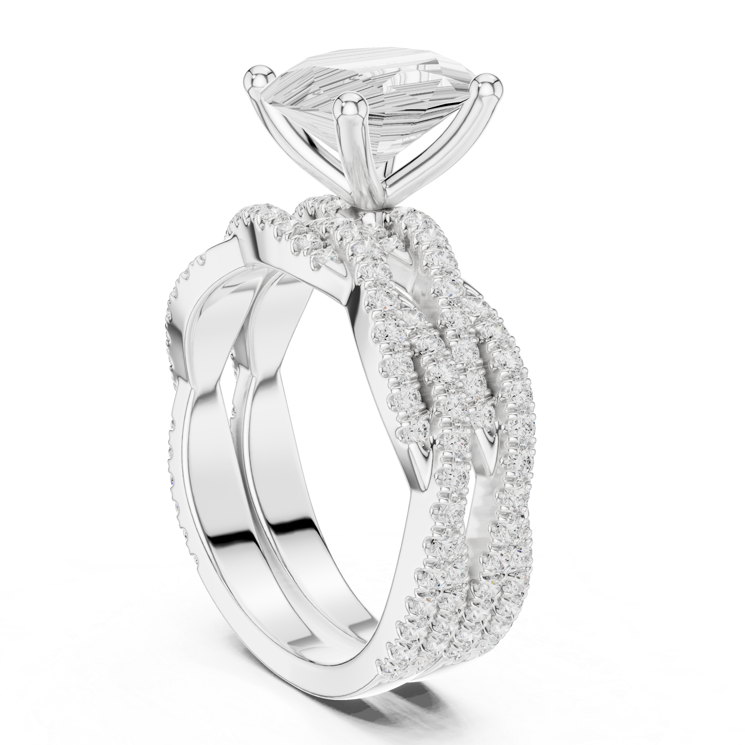 3.23 Carat Oval & Round Cut Natural Diamond Engagement Ring – J Color SI1 Clarity