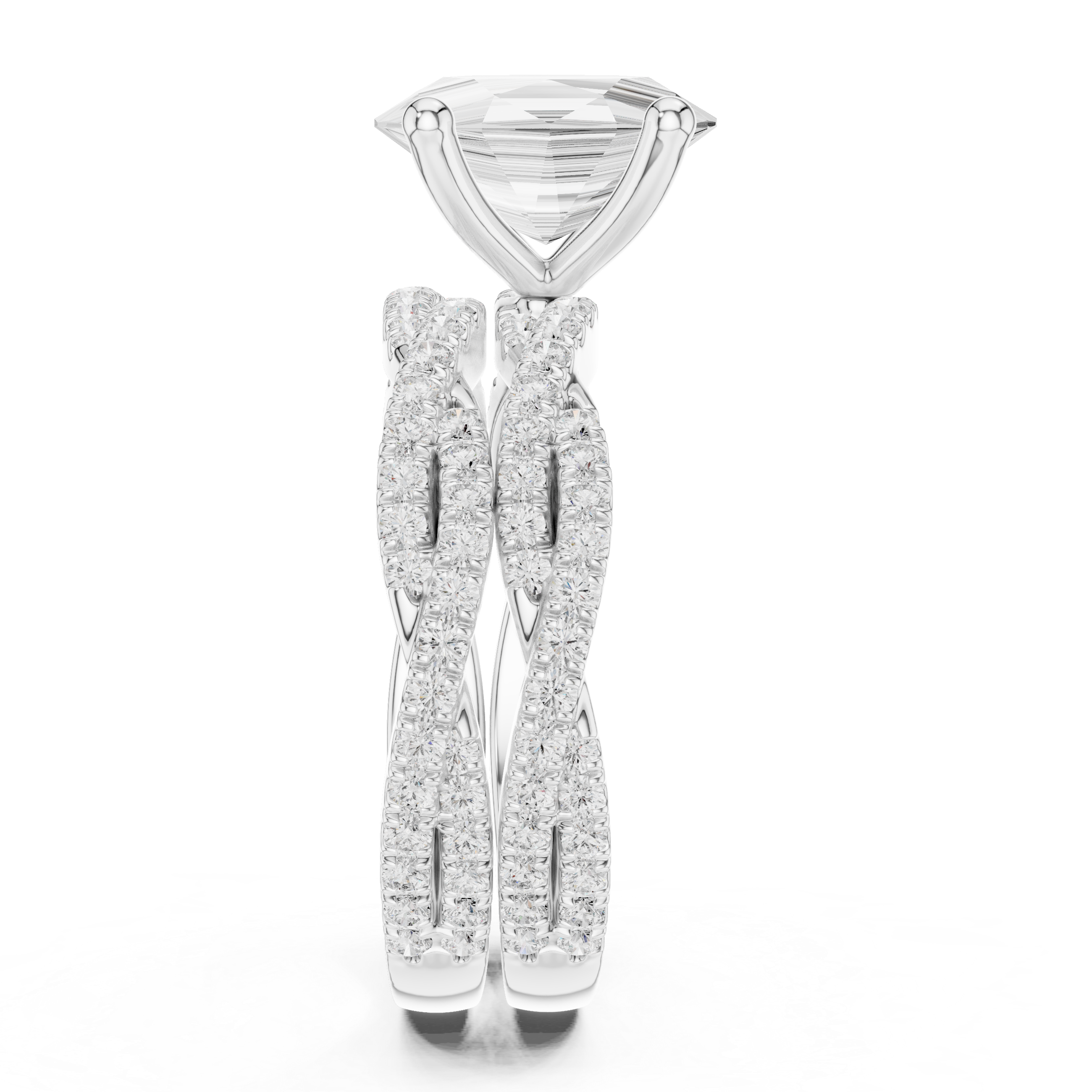 3.23 Carat Oval & Round Cut Natural Diamond Engagement Ring – J Color SI1 Clarity