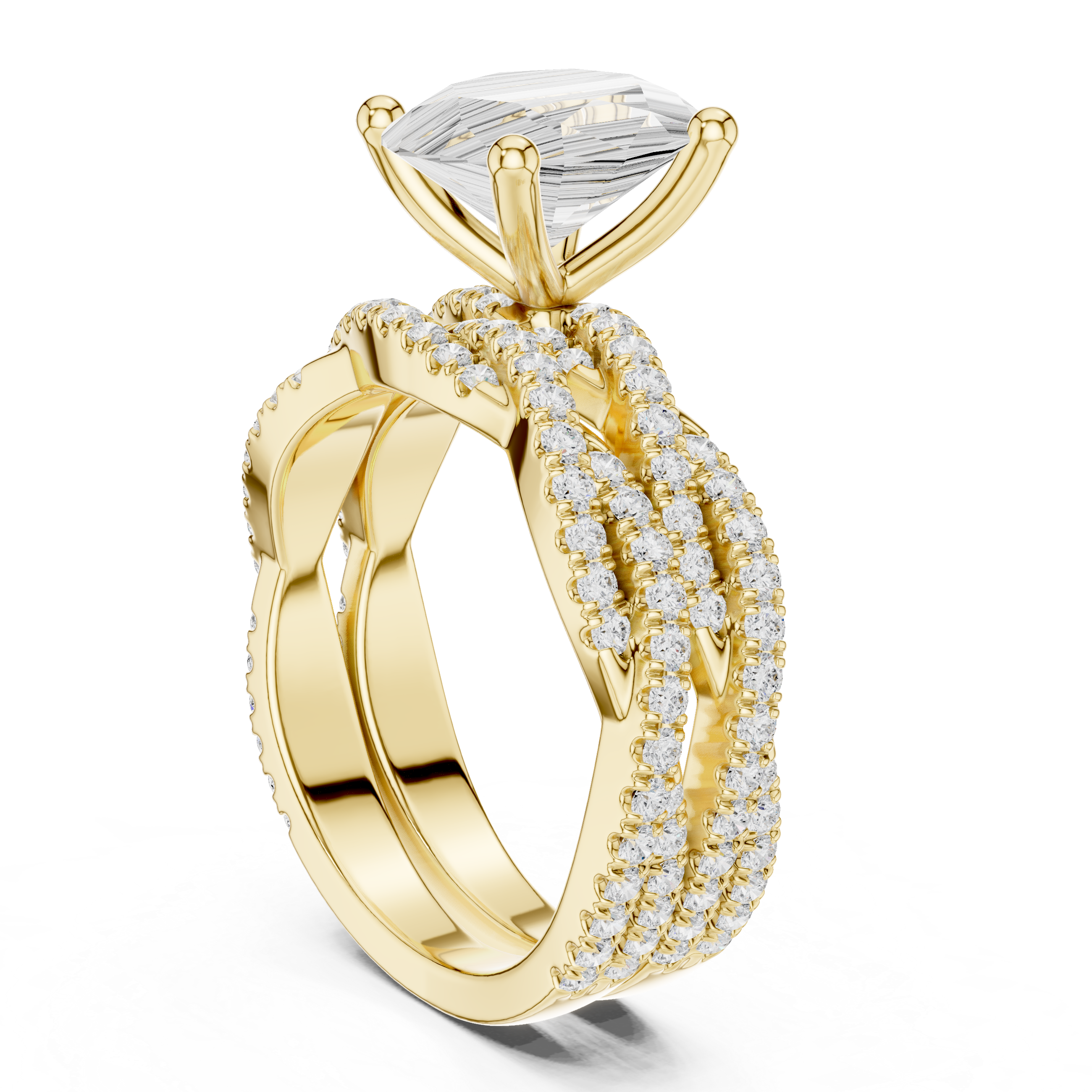 3.23 Carat Oval & Round Cut Natural Diamond Engagement Ring – J Color SI1 Clarity