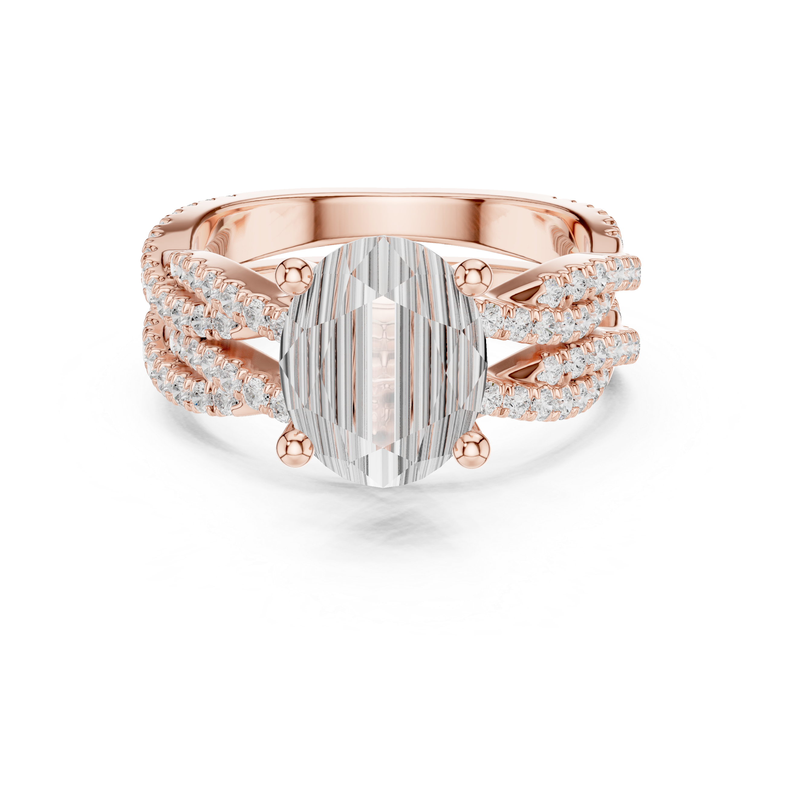 3.23 Carat Oval & Round Cut Natural Diamond Engagement Ring – J Color SI1 Clarity