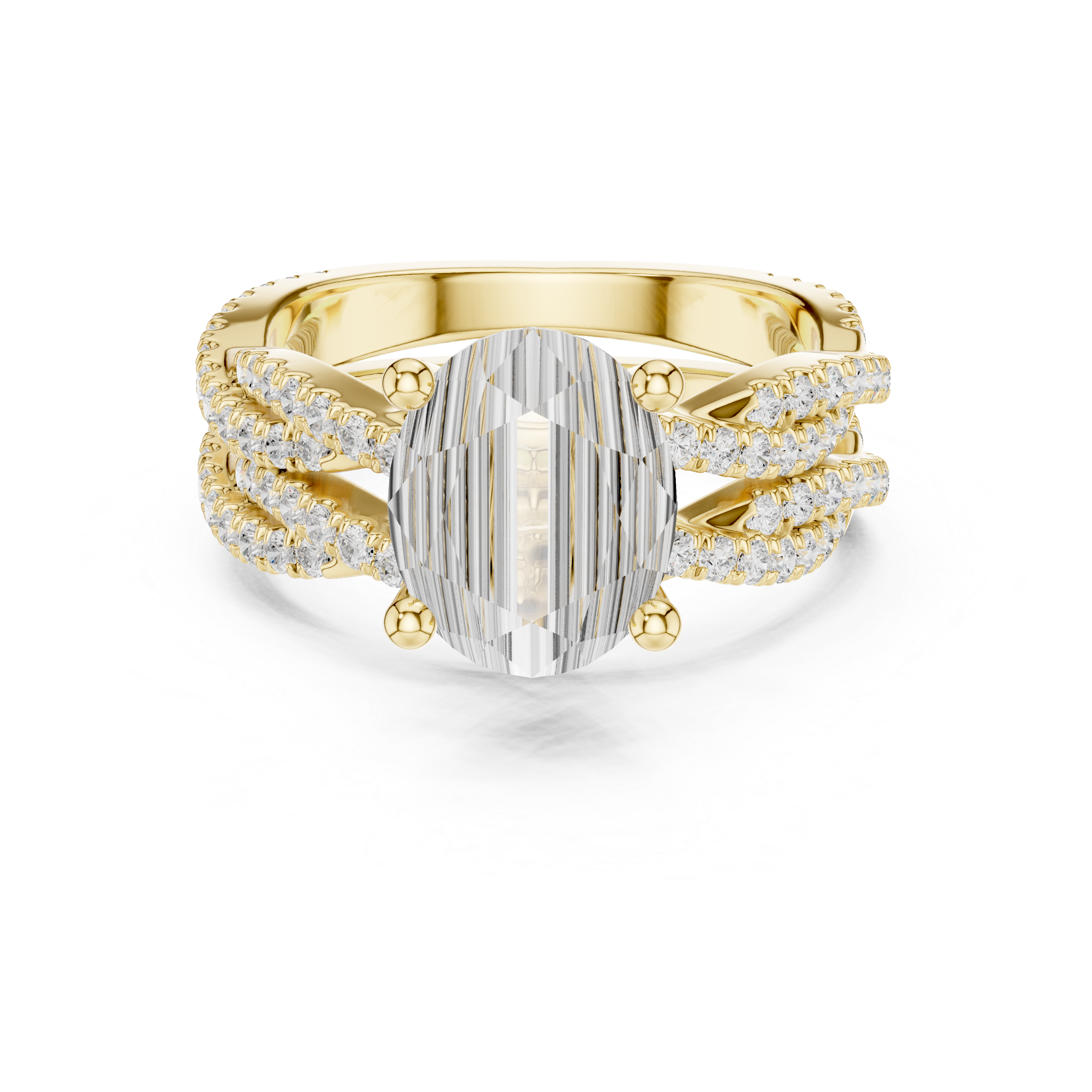 3.23 Carat Oval & Round Cut Natural Diamond Engagement Ring – J Color SI1 Clarity