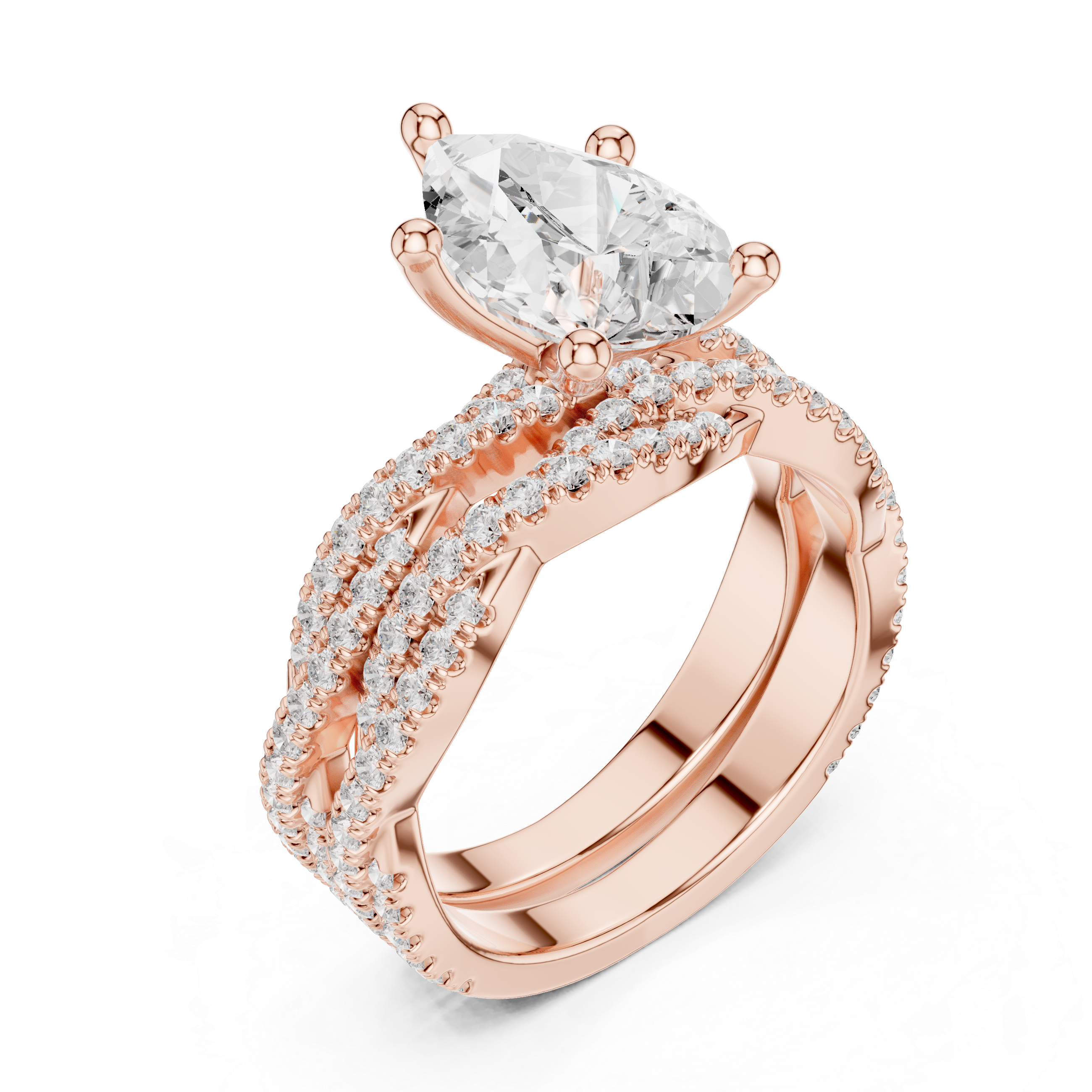 3.23 Carat Pear & Round Cut Natural Diamond Engagement Ring – I Color VS1 Clarity