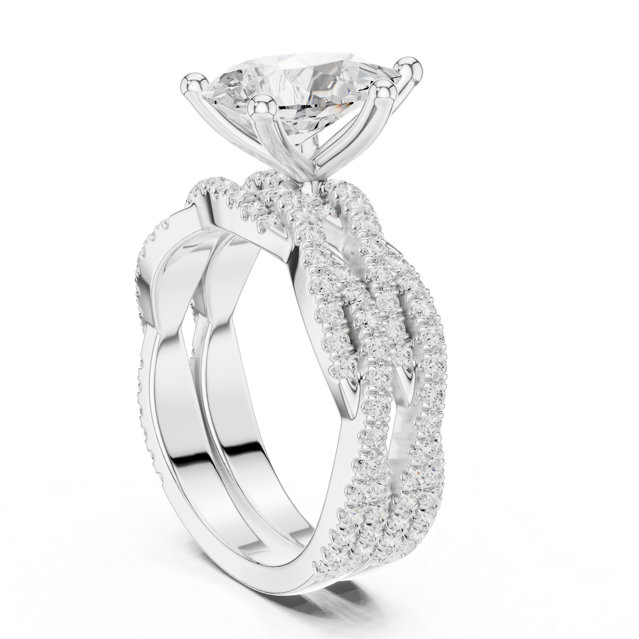 3.23 Carat Pear & Round Cut Natural Diamond Engagement Ring – I Color VS1 Clarity