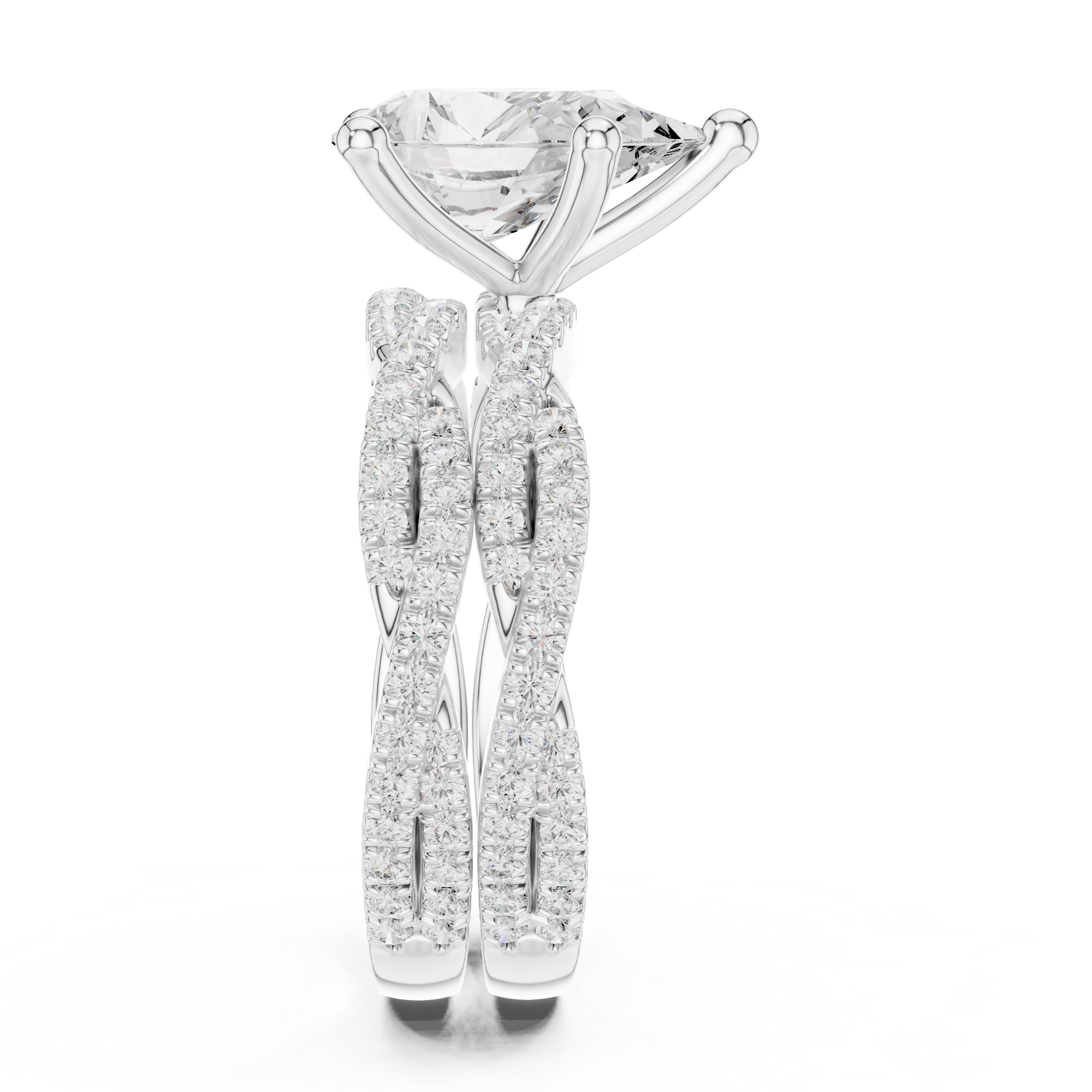 3.23 Carat Pear & Round Cut Natural Diamond Engagement Ring – I Color VS1 Clarity