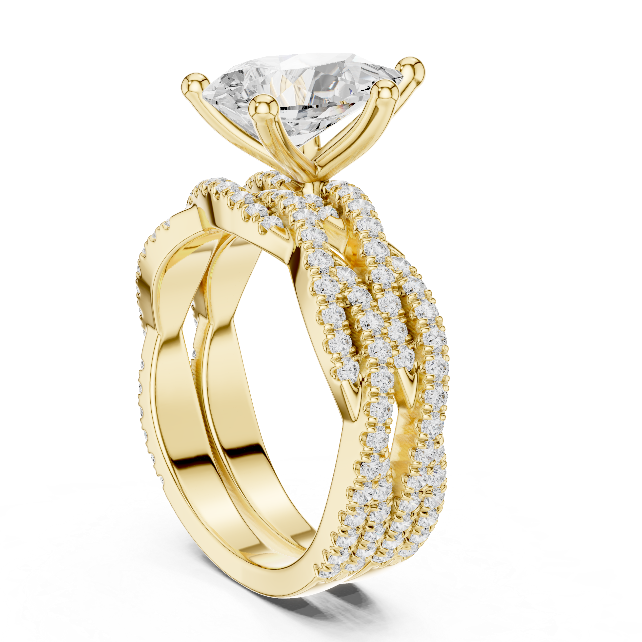 3.23 Carat Pear & Round Cut Natural Diamond Engagement Ring – I Color VS1 Clarity