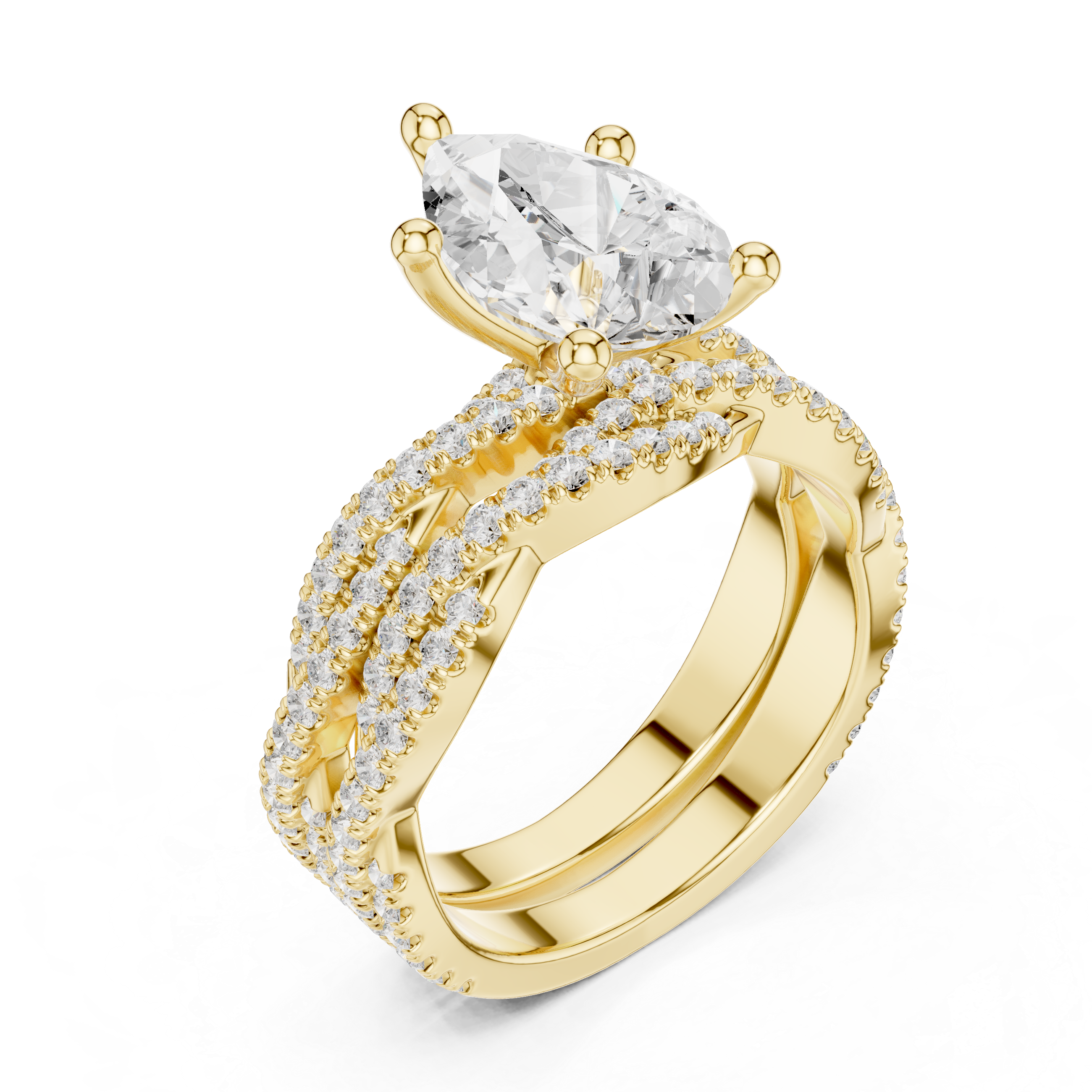 3.23 Carat Pear & Round Cut Natural Diamond Engagement Ring – I Color VS1 Clarity