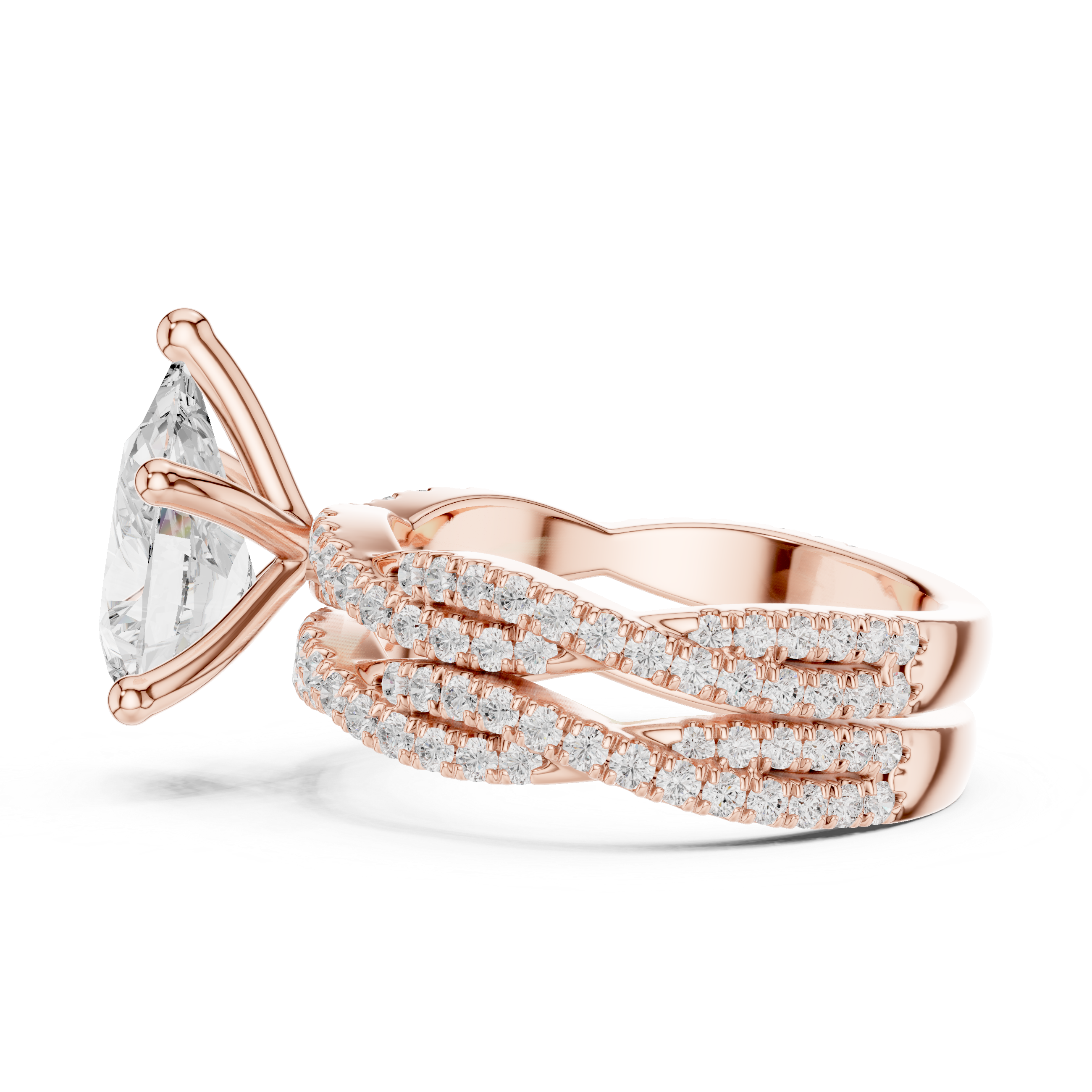 3.23 Carat Pear & Round Cut Natural Diamond Engagement Ring – I Color VS1 Clarity