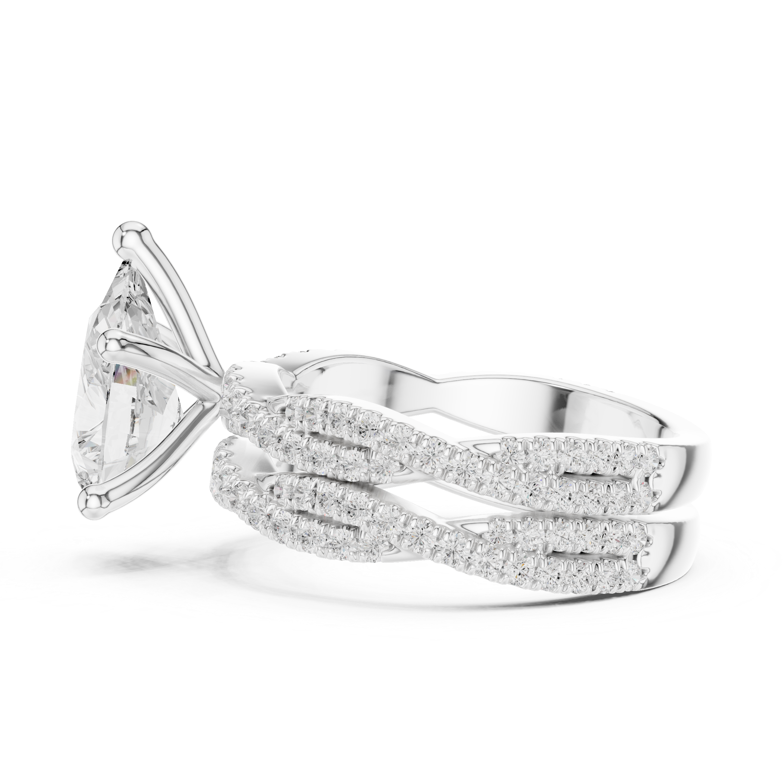 3.23 Carat Pear & Round Cut Natural Diamond Engagement Ring – I Color VS1 Clarity