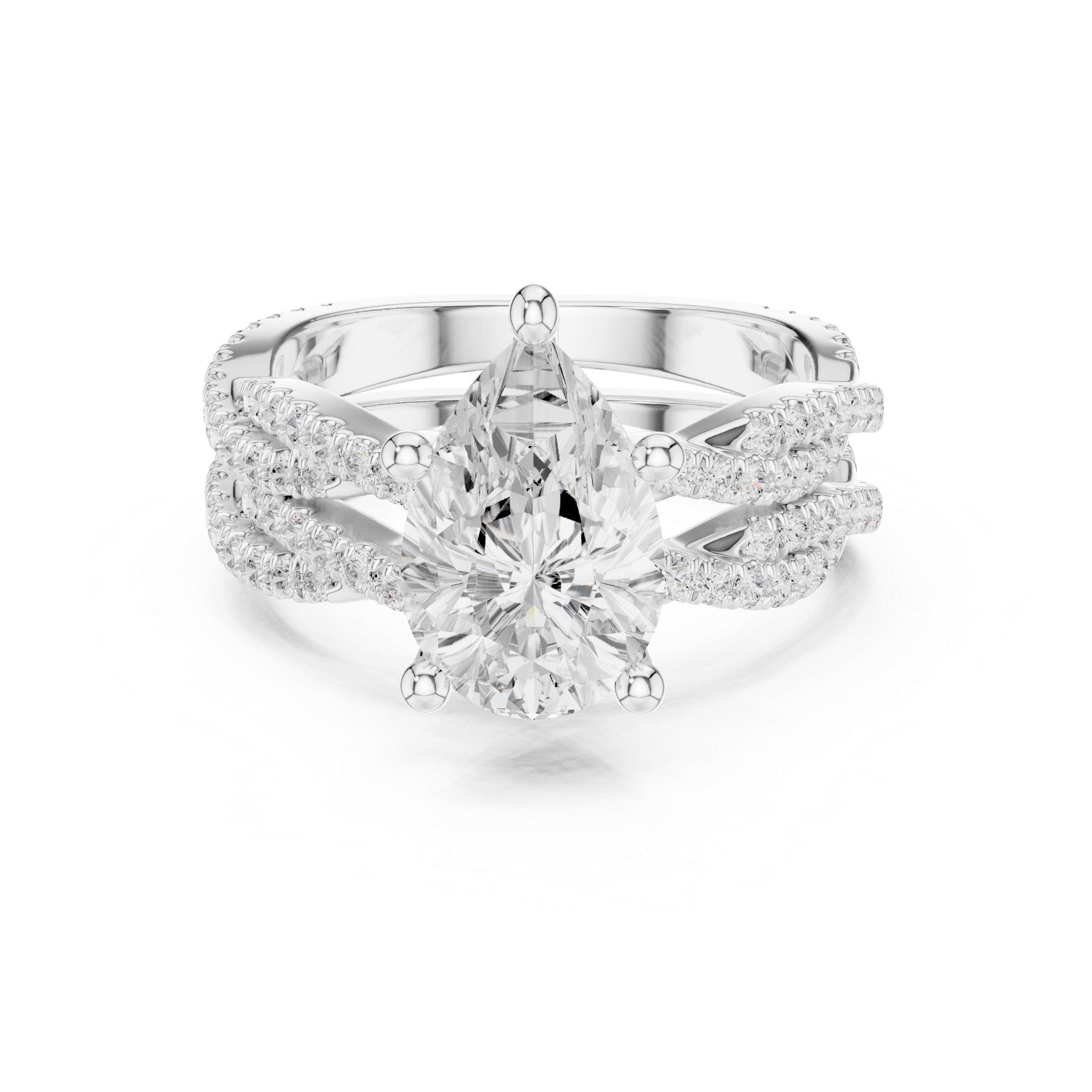 3.23 Carat Pear & Round Cut Natural Diamond Engagement Ring – I Color VS1 Clarity