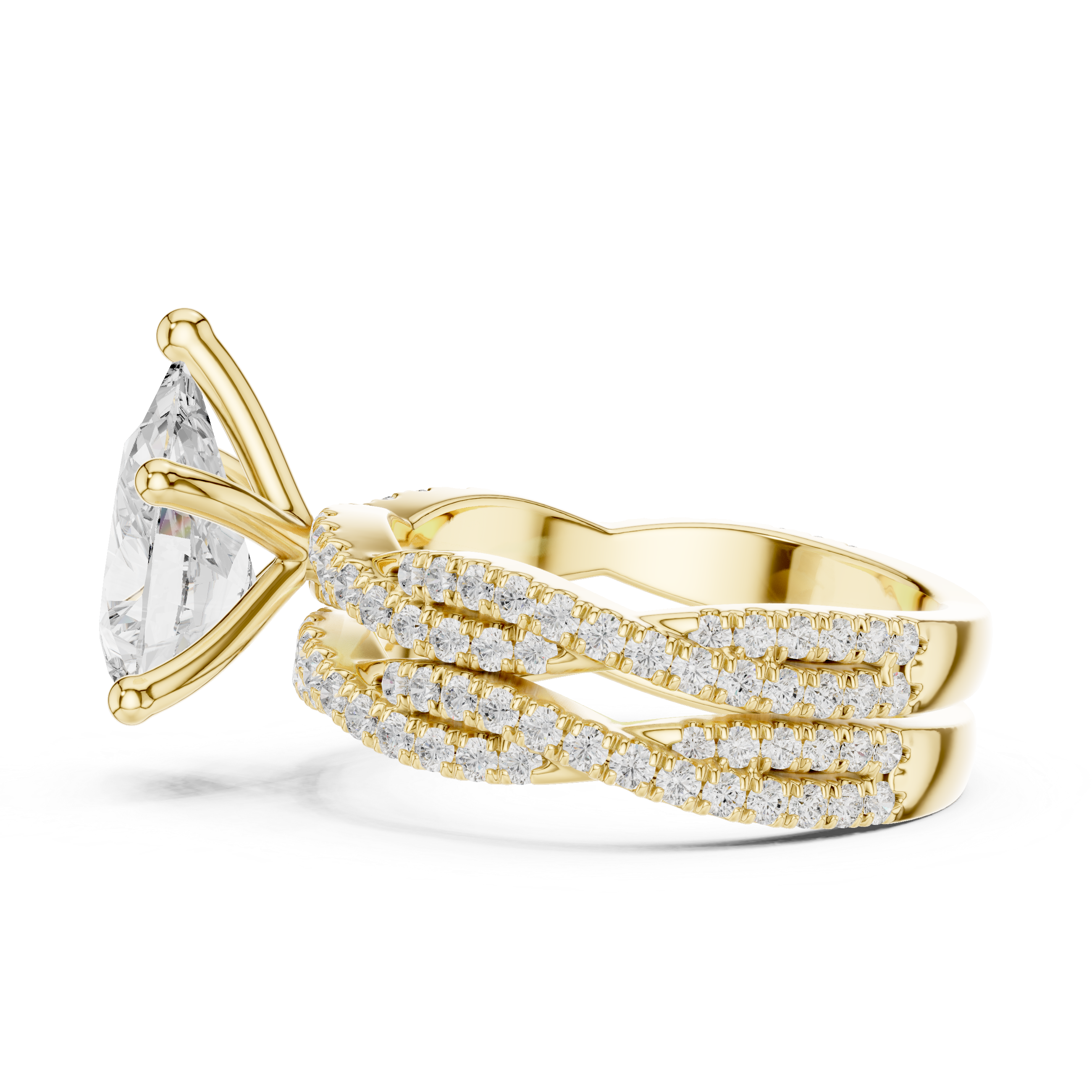 3.23 Carat Pear & Round Cut Natural Diamond Engagement Ring – I Color VS1 Clarity