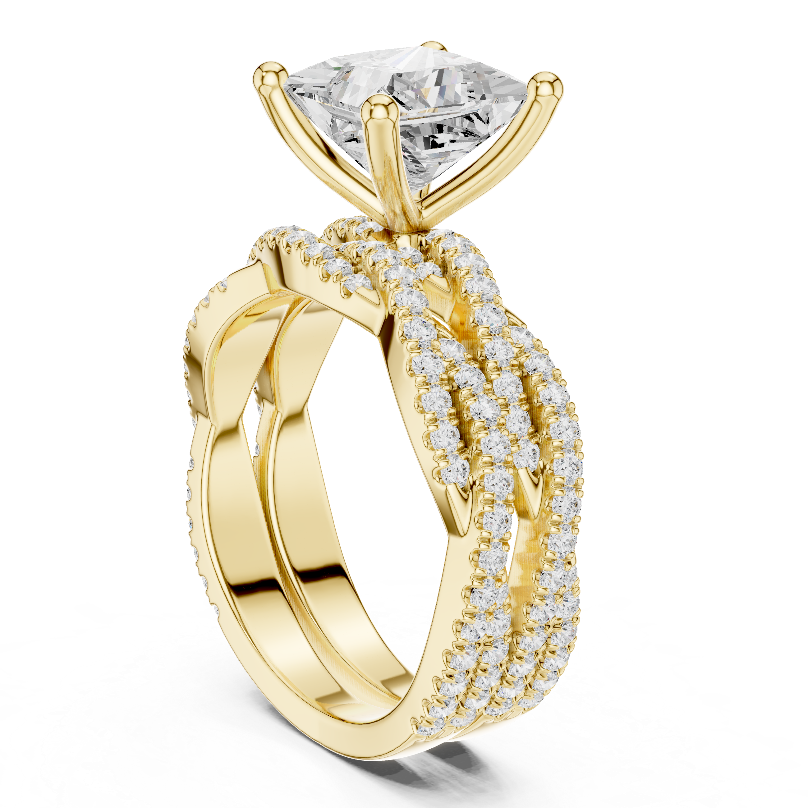 3.23 Carat Princess Cut Natural Diamond Engagement Ring – H Color VS1 Clarity
