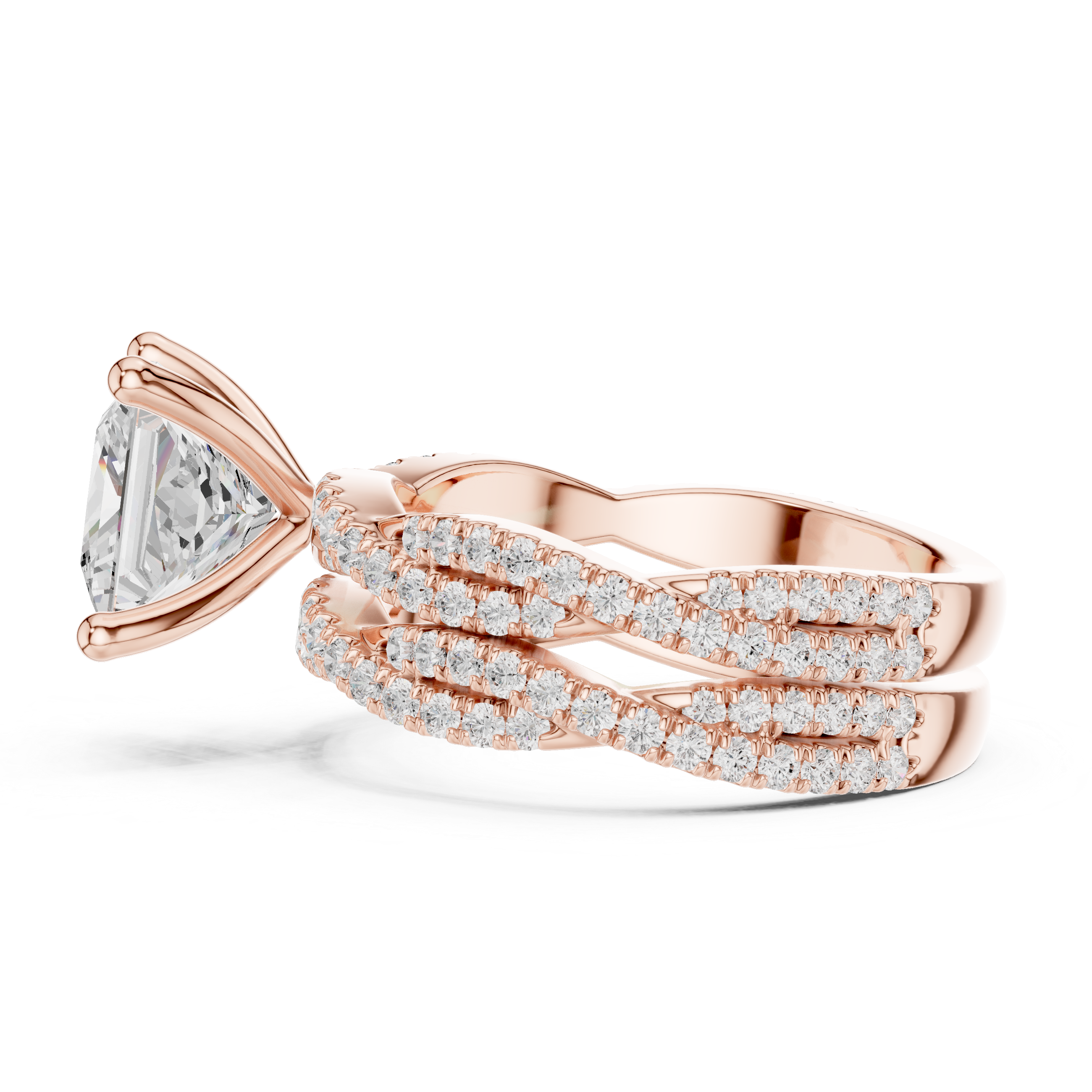 3.23 Carat Princess Cut Natural Diamond Engagement Ring – H Color VS1 Clarity