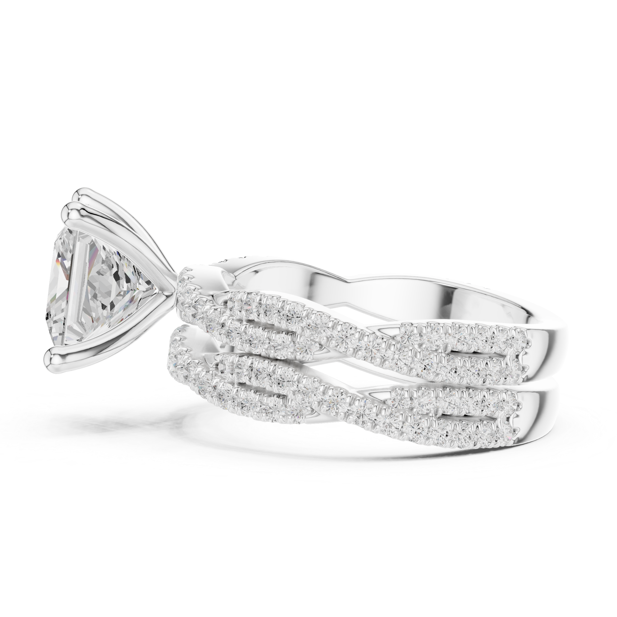 3.23 Carat Princess Cut Natural Diamond Engagement Ring – H Color VS1 Clarity