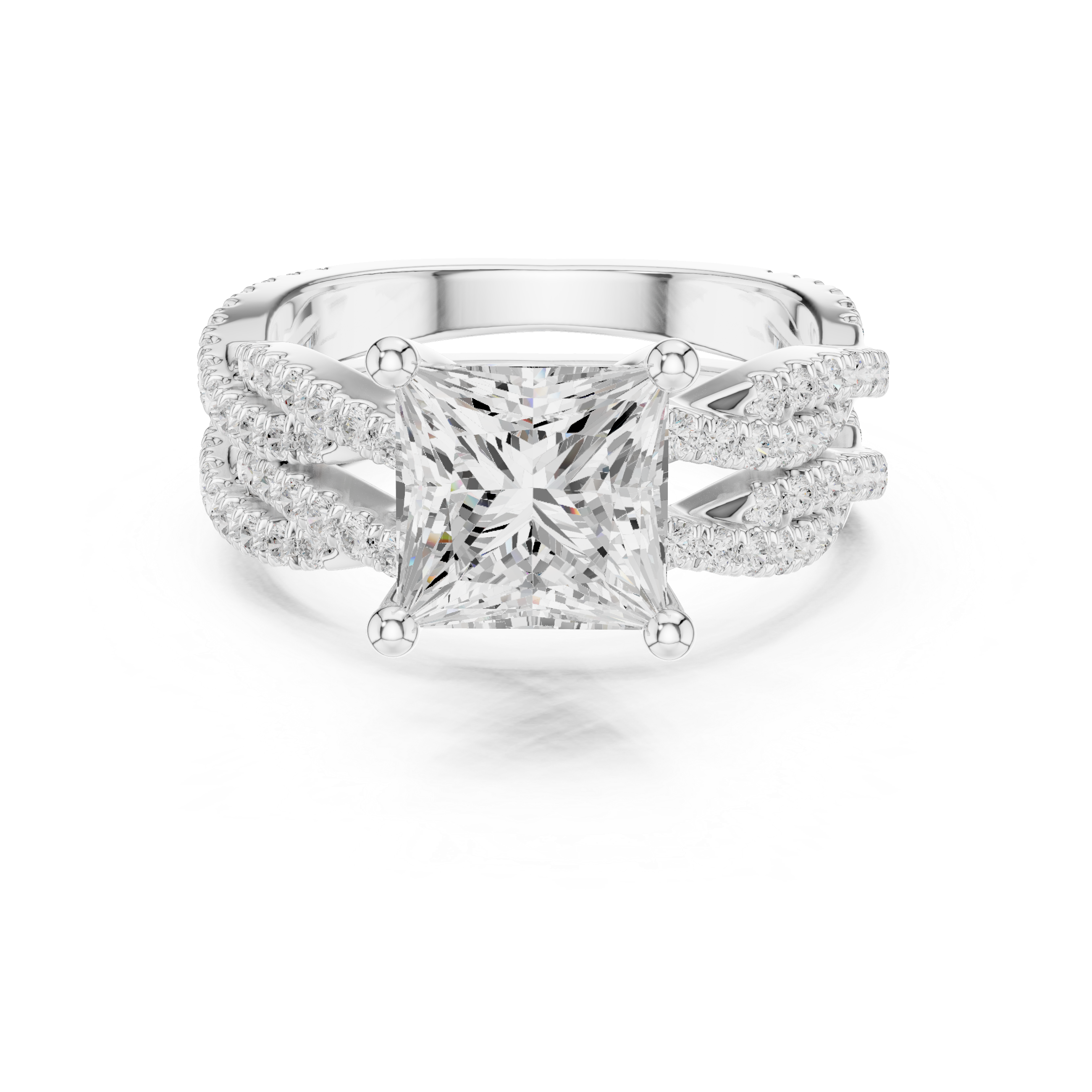 3.23 Carat Princess Cut Natural Diamond Engagement Ring – H Color VS1 Clarity